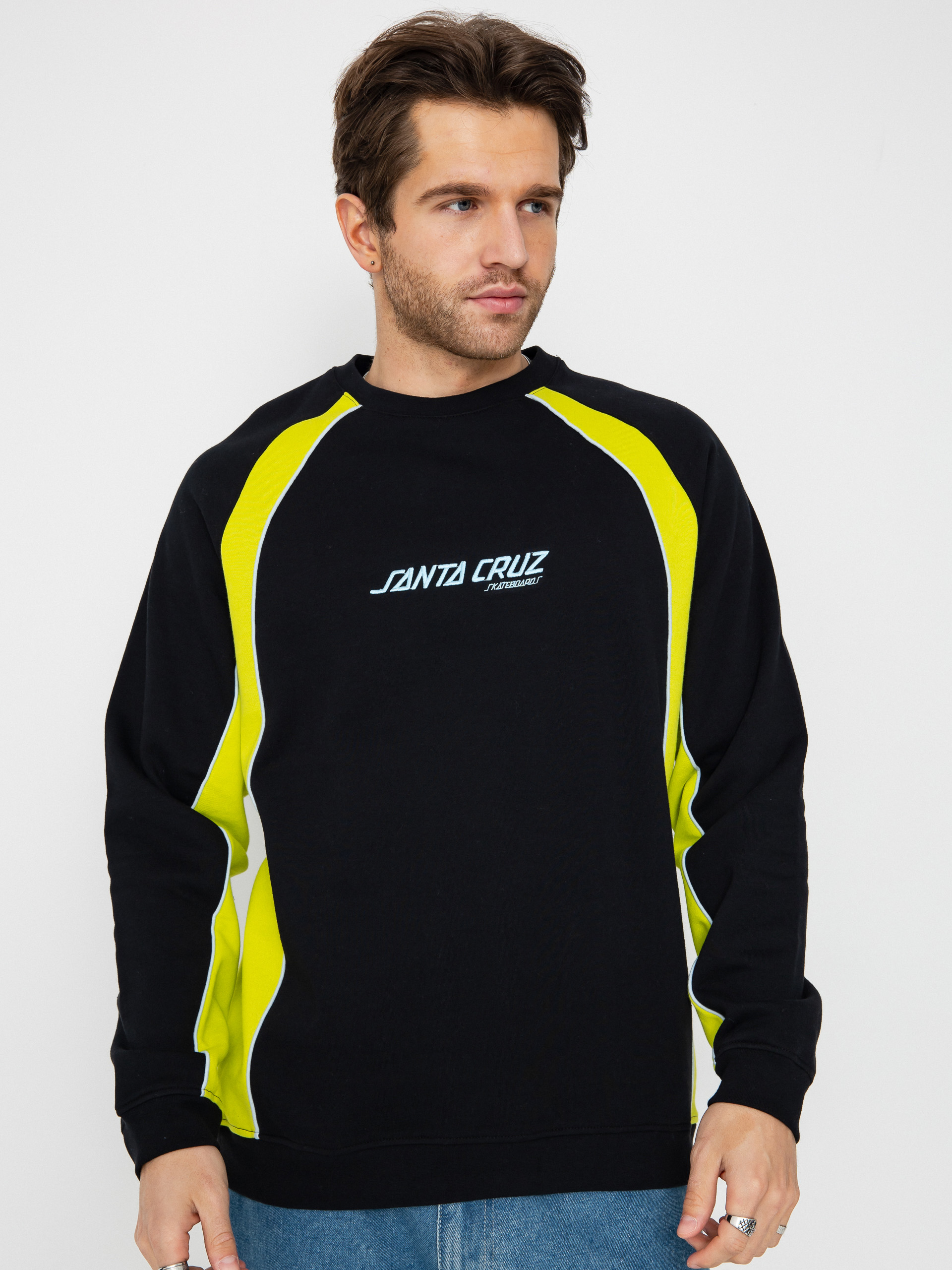 Mikina Santa Cruz Strip Front Racer Crew (apple green/black)