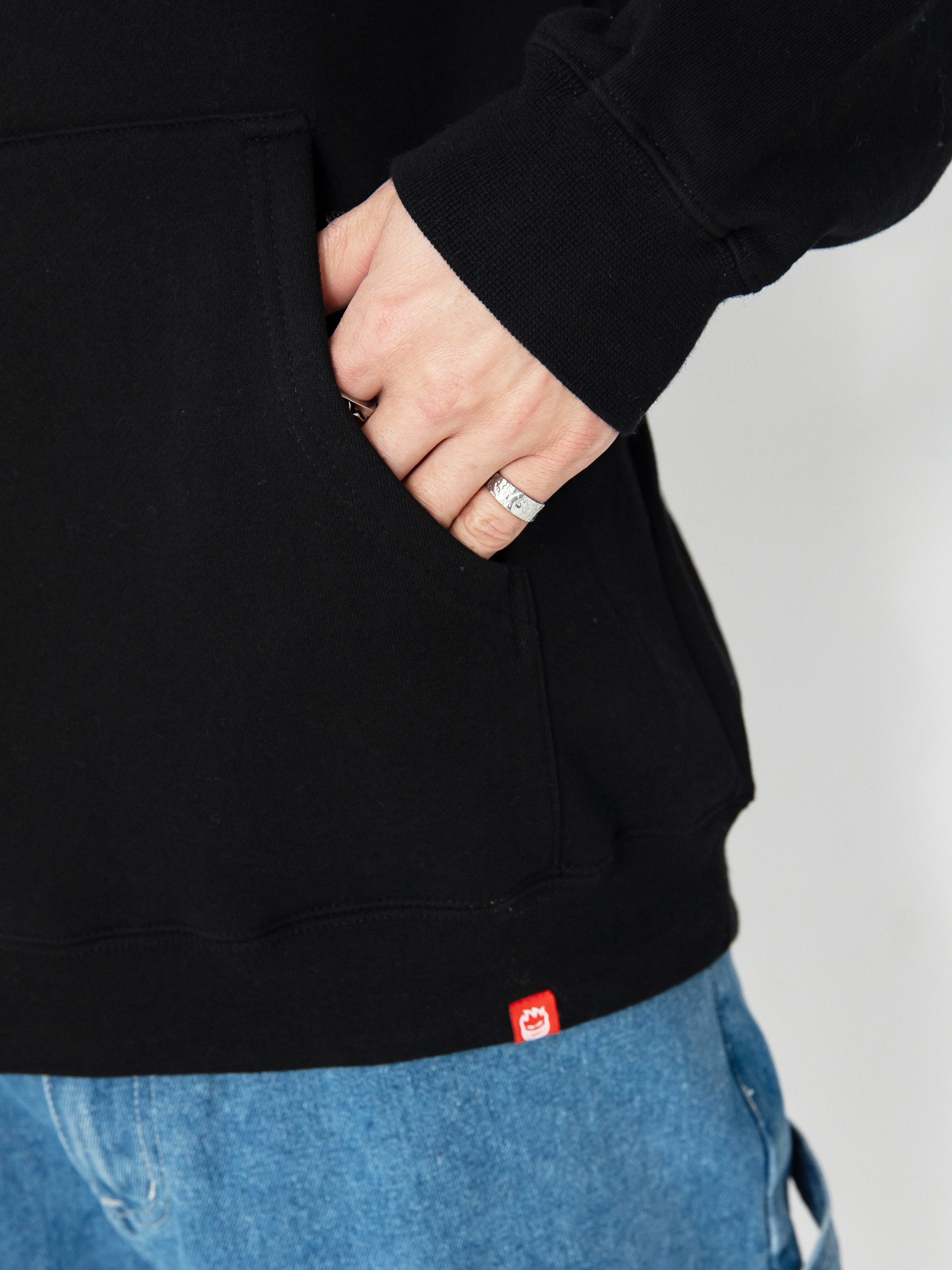 Mikina s kapucňou Spitfire Bighead Fill HD (black/black red & white print)