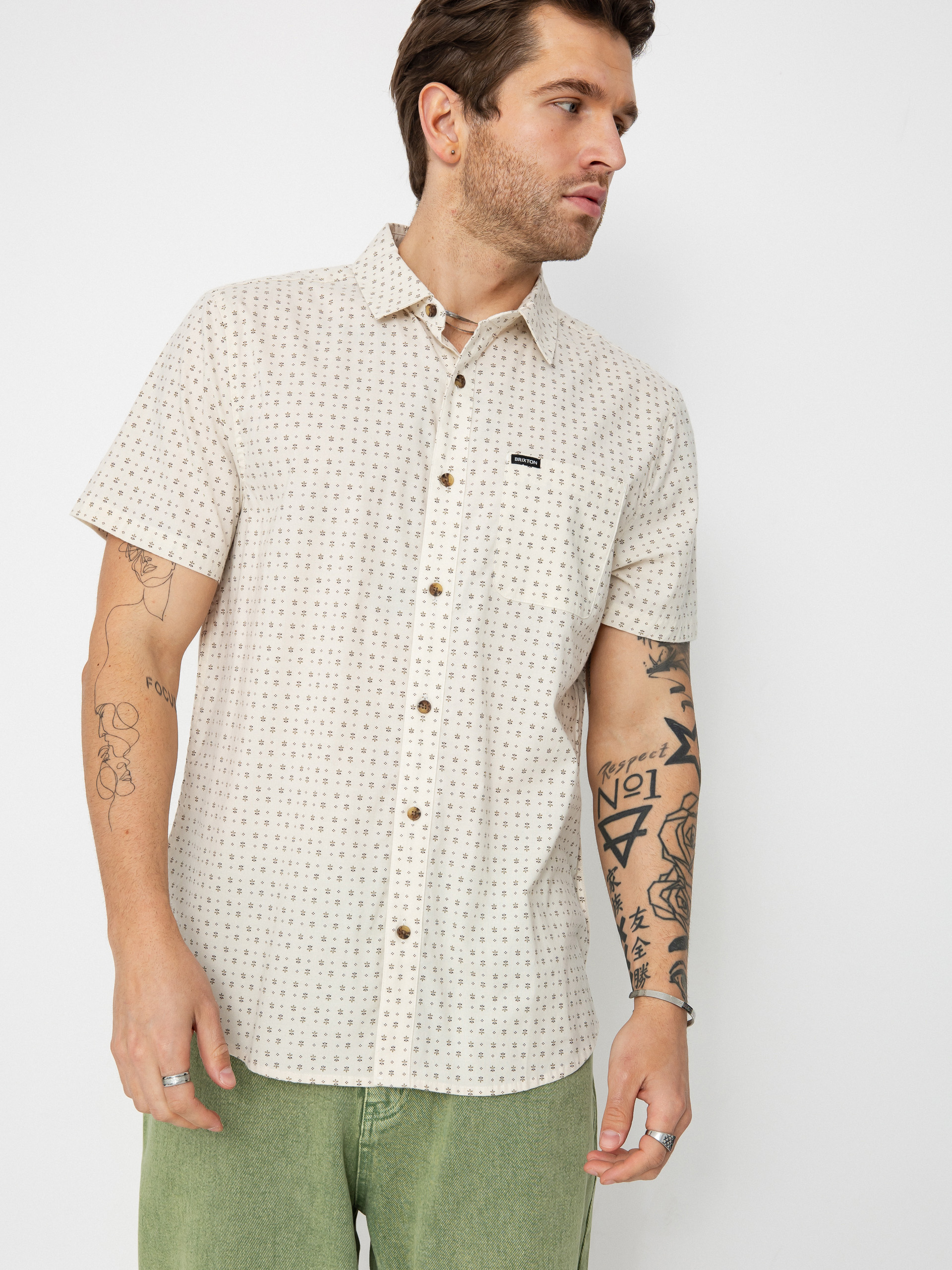 Košeľa Brixton Charter Print (off white/micro floral)