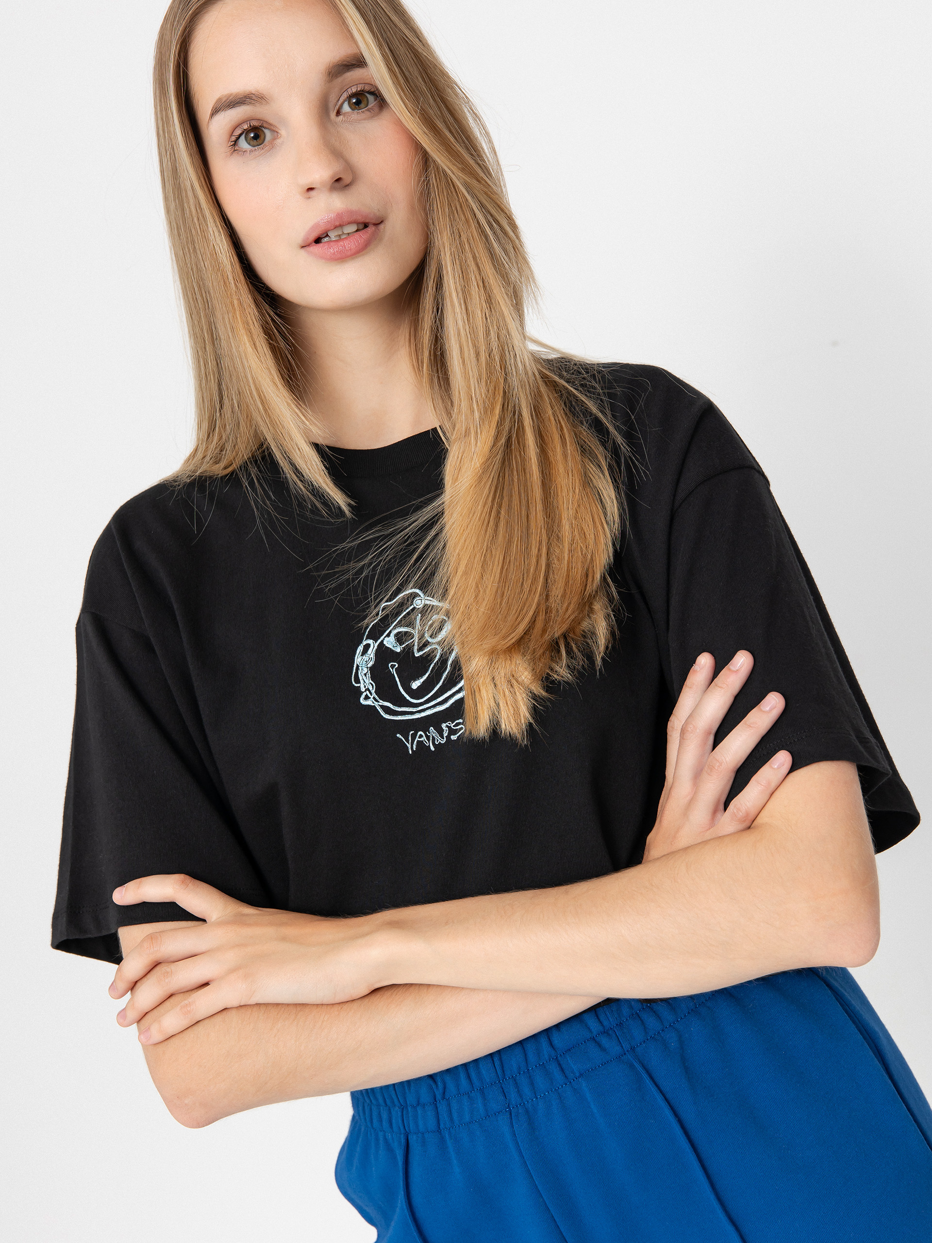 Tričko Vans Grinning Face Relax Crop Wmn (black)