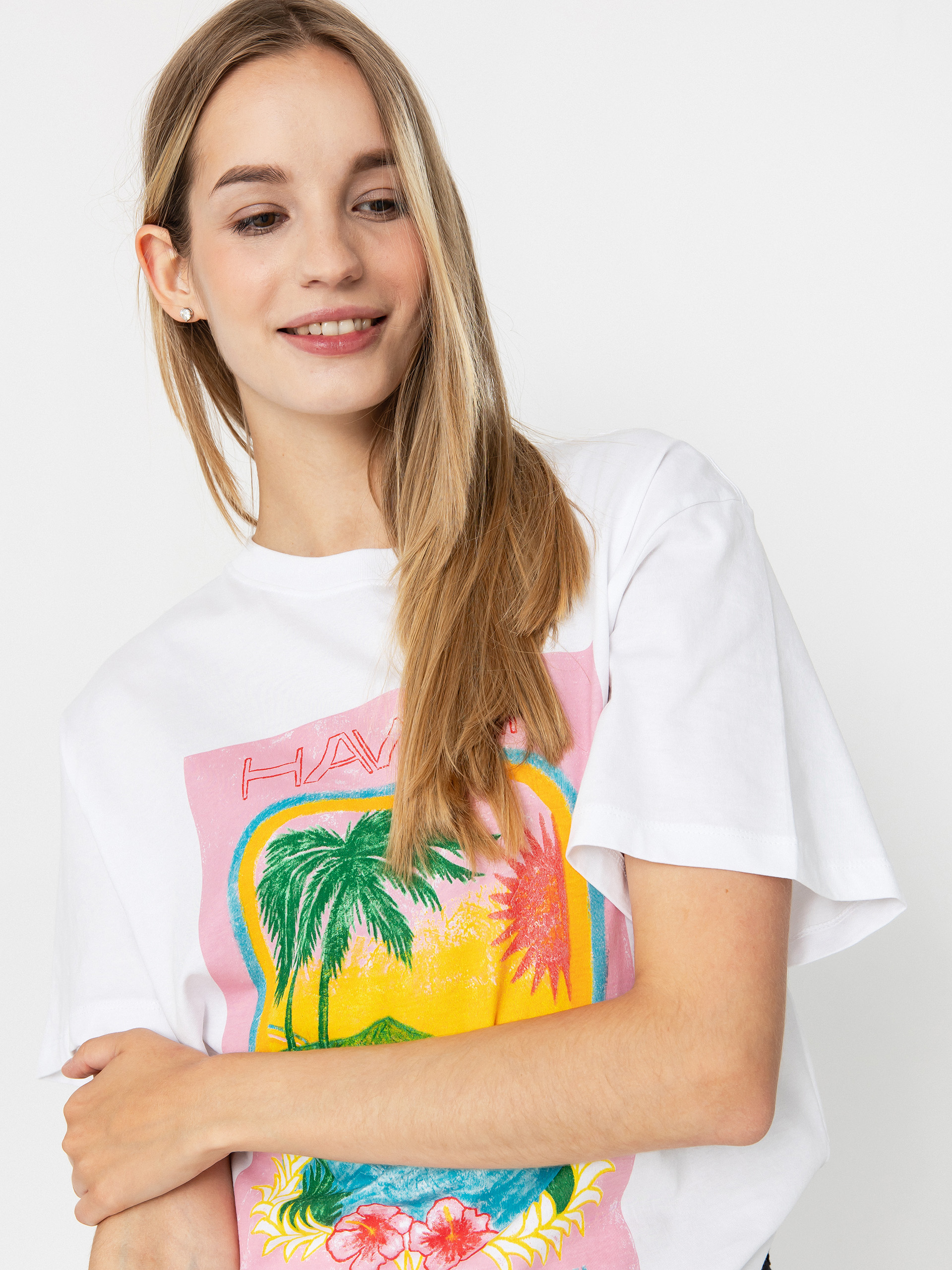 Tričko Roxy Atlas Hangloose Wmn (bright white hawaii)