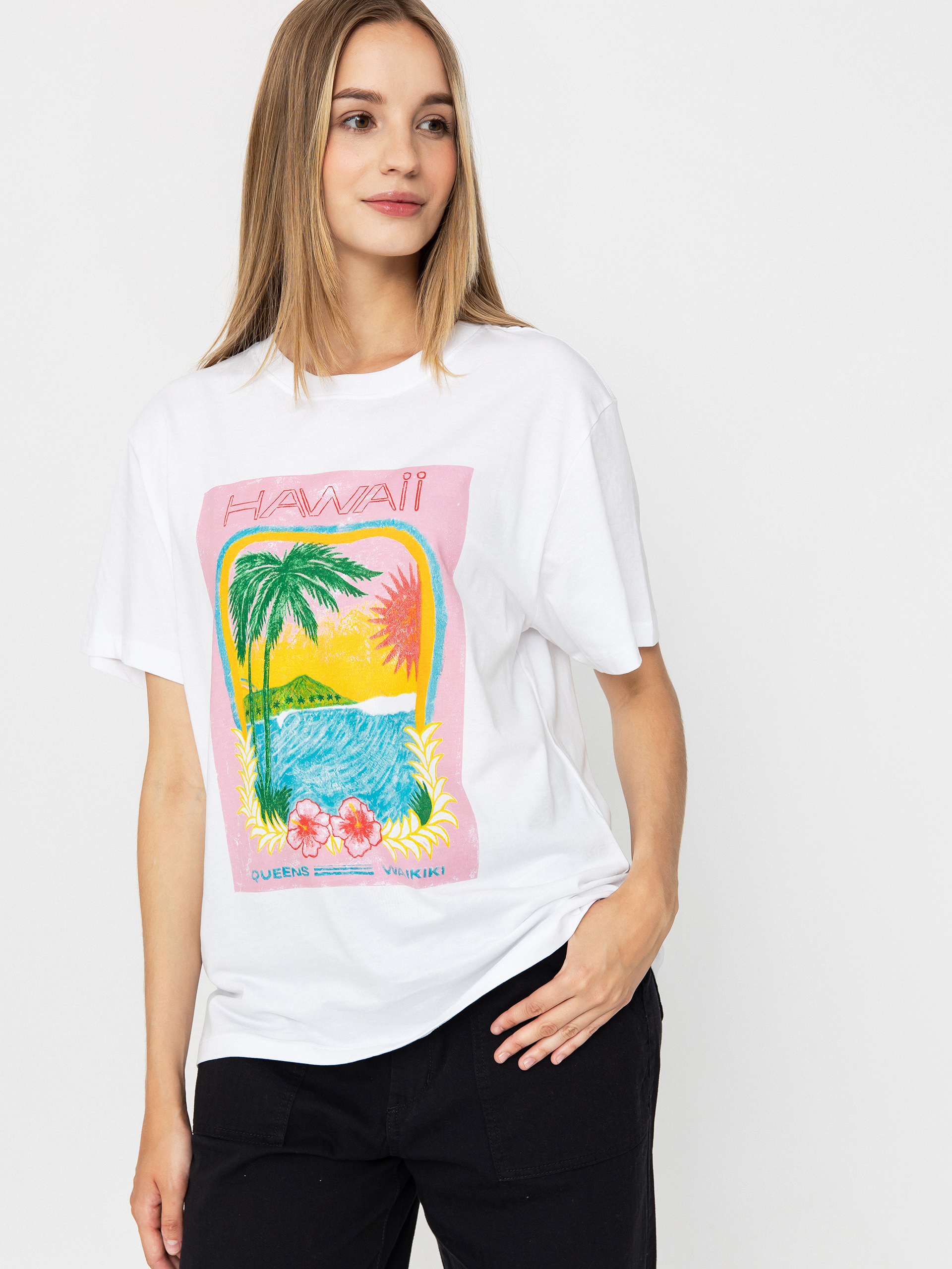 Tričko Roxy Atlas Hangloose Wmn (bright white hawaii)