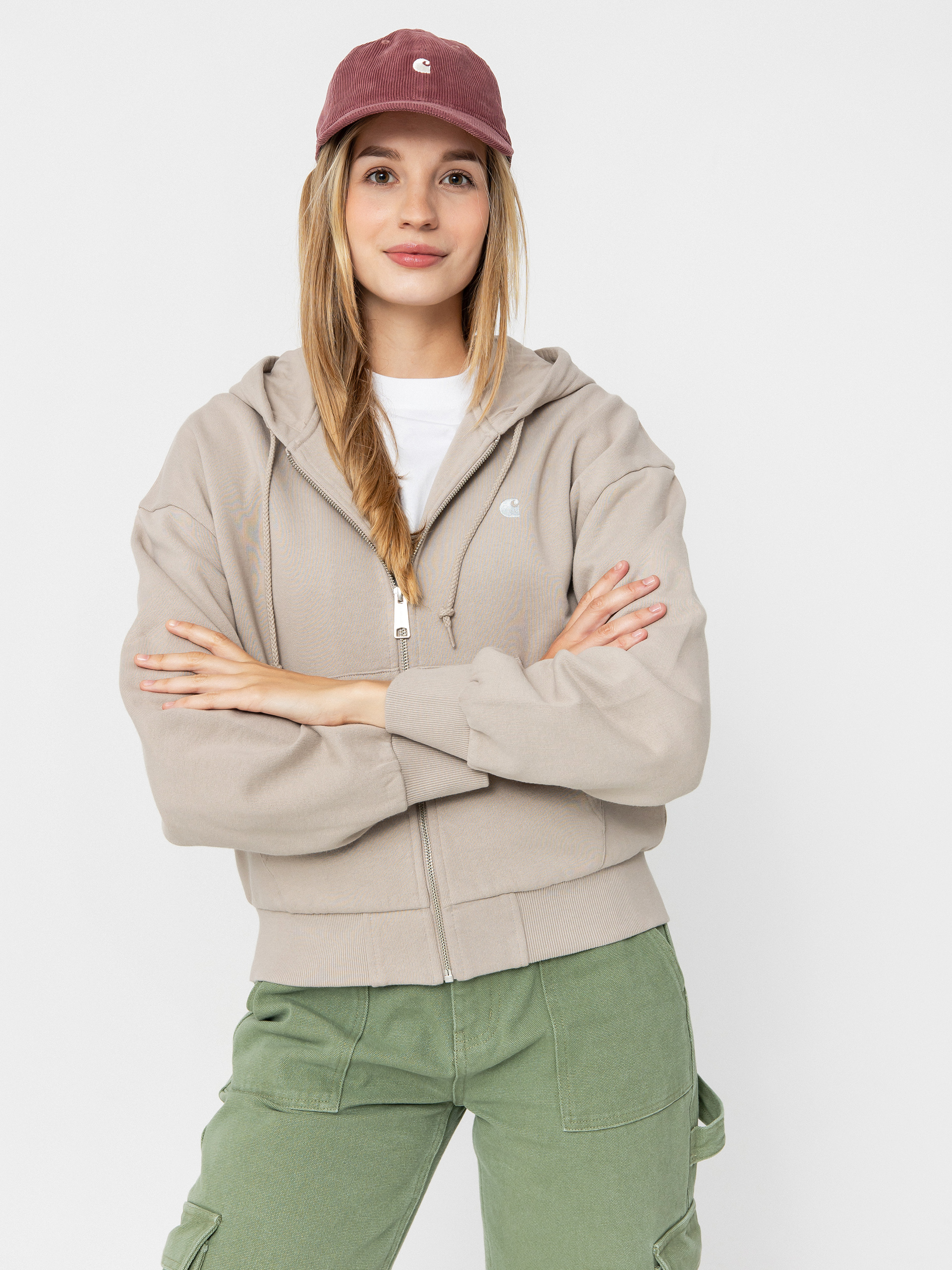 Mikina s kapucňou Carhartt WIP Casey ZHD Wmn (dusky beige/silver)