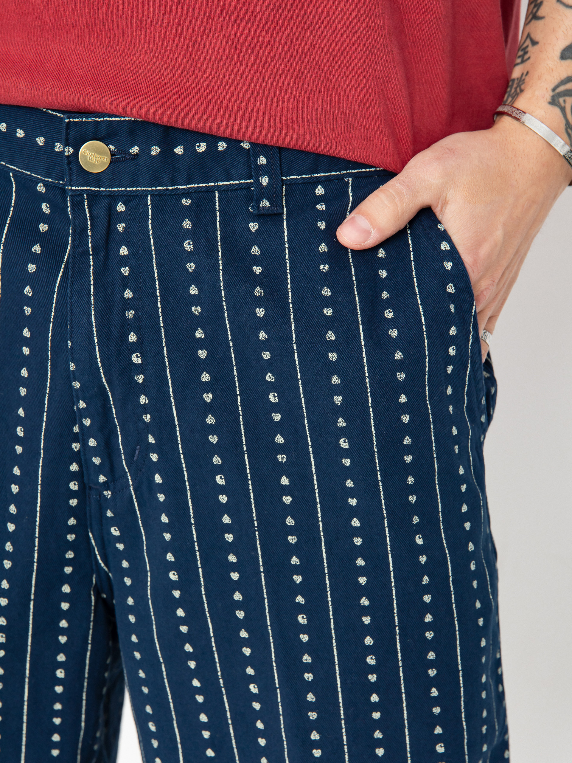 Kraťasy Carhartt WIP Drewe (heart c pinstripe/ink/natural)