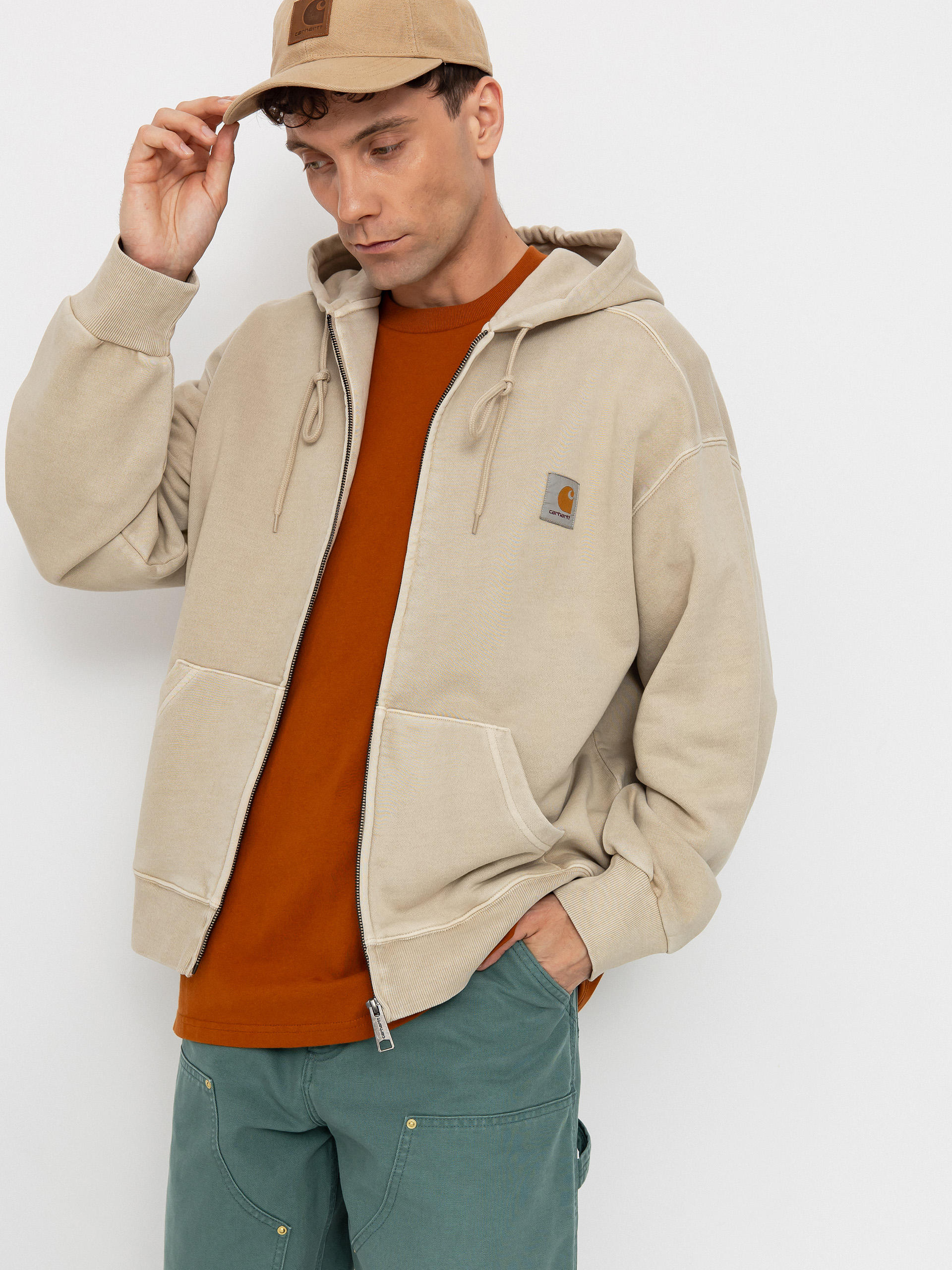 Mikina s kapucňou Carhartt WIP Nelson ZHD (fleur de sel)