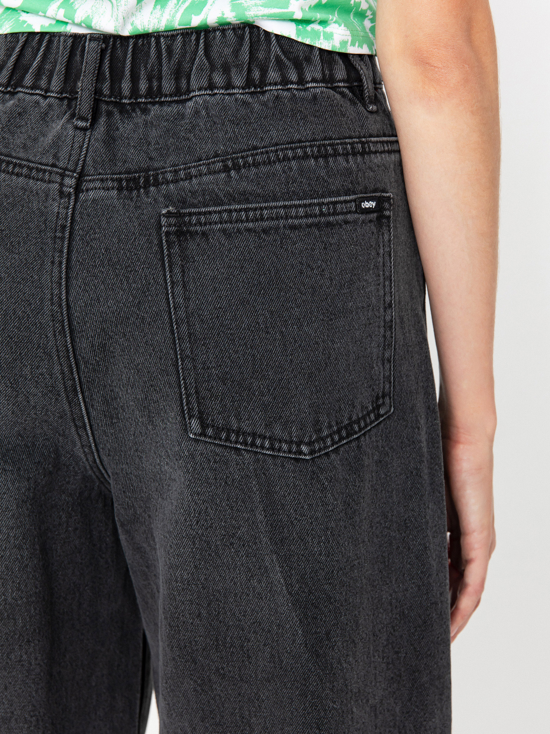 Nohavice OBEY Leah III Baggy Denim Wmn (black ash)