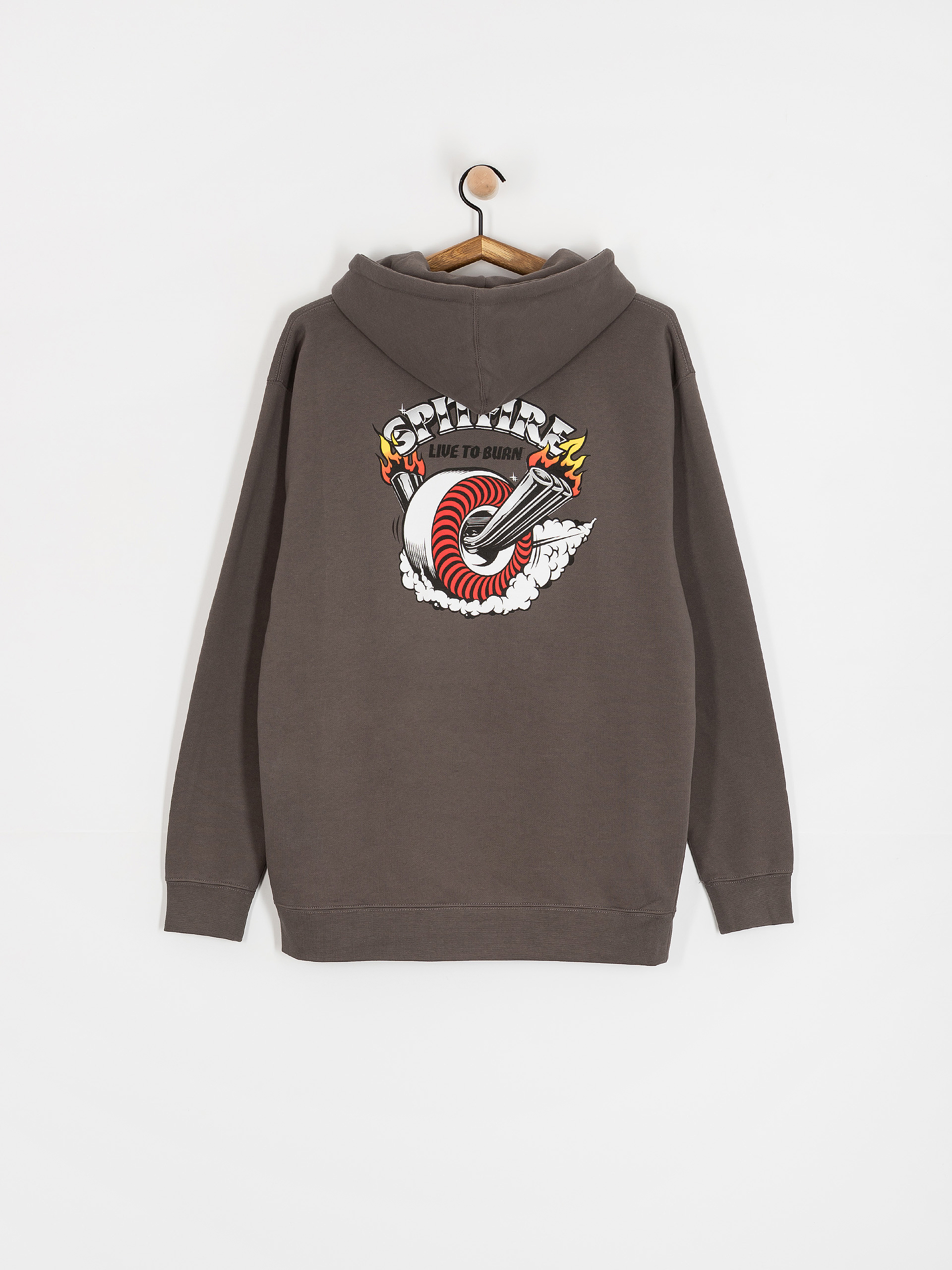 Mikina s kapucňou Spitfire Burnout HD (charcoal solid w/multi color prints)