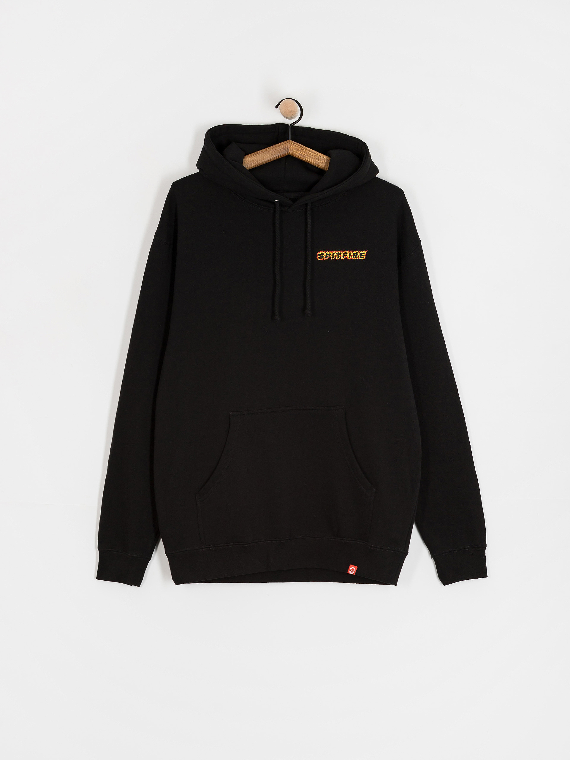 Mikina s kapucňou Spitfire Og Classic Flame HD (black w/red&yellow prints)