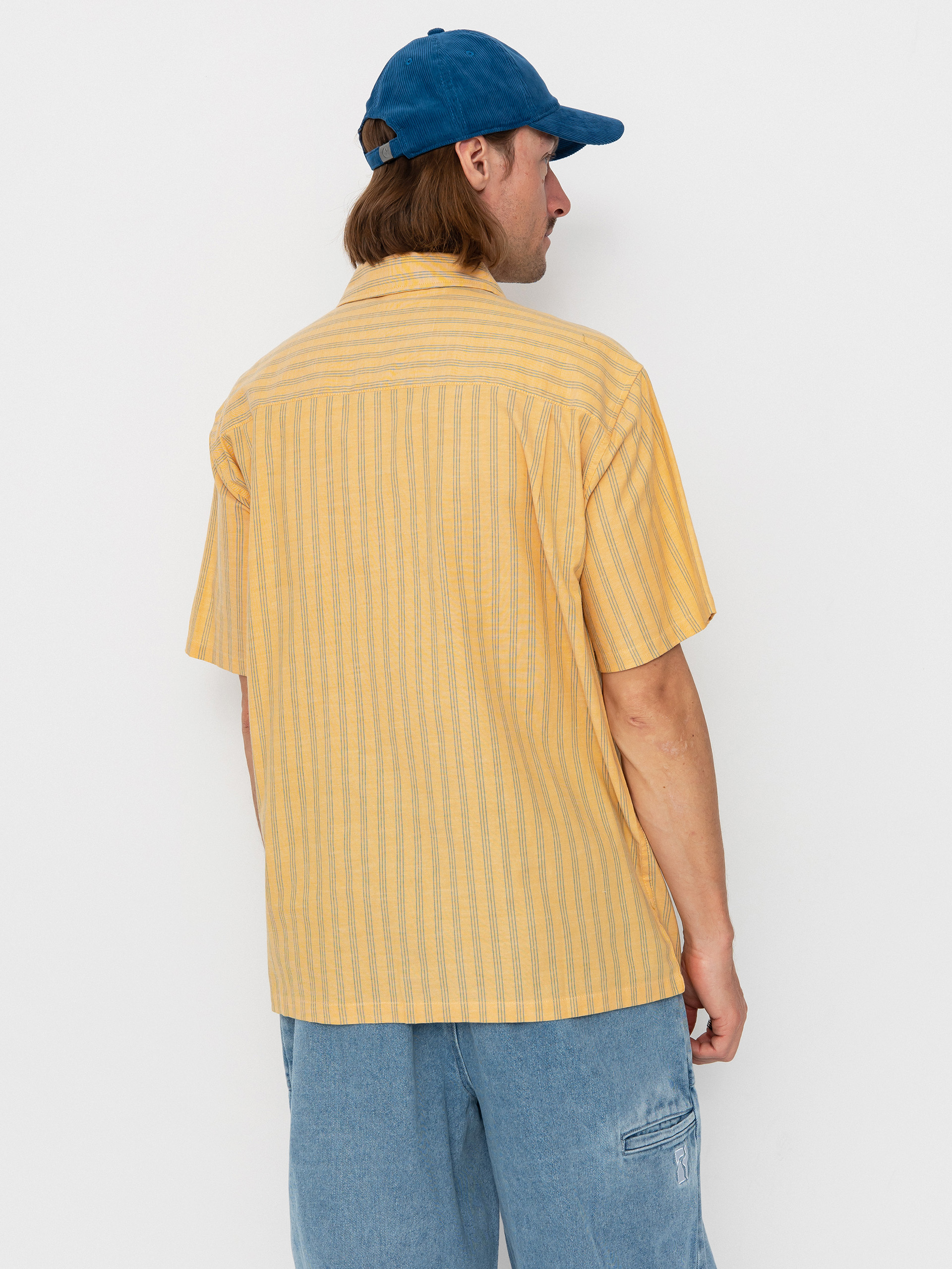 Košeľa Brixton Cru Oxford Stripe (curry/ivy green stripe)