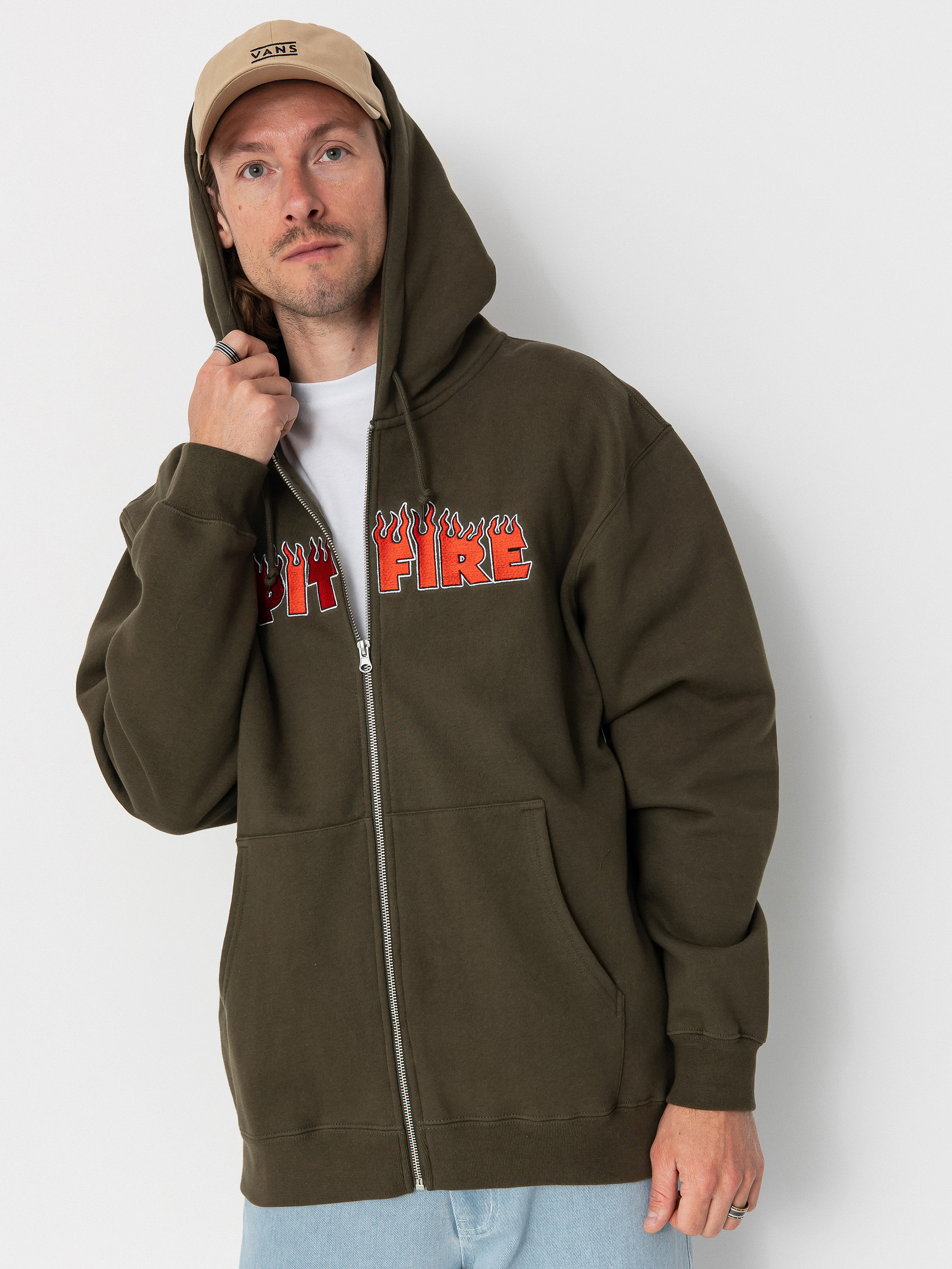 Mikina s kapucňou Spitfire Demonseed Script Emb ZHD (olive)