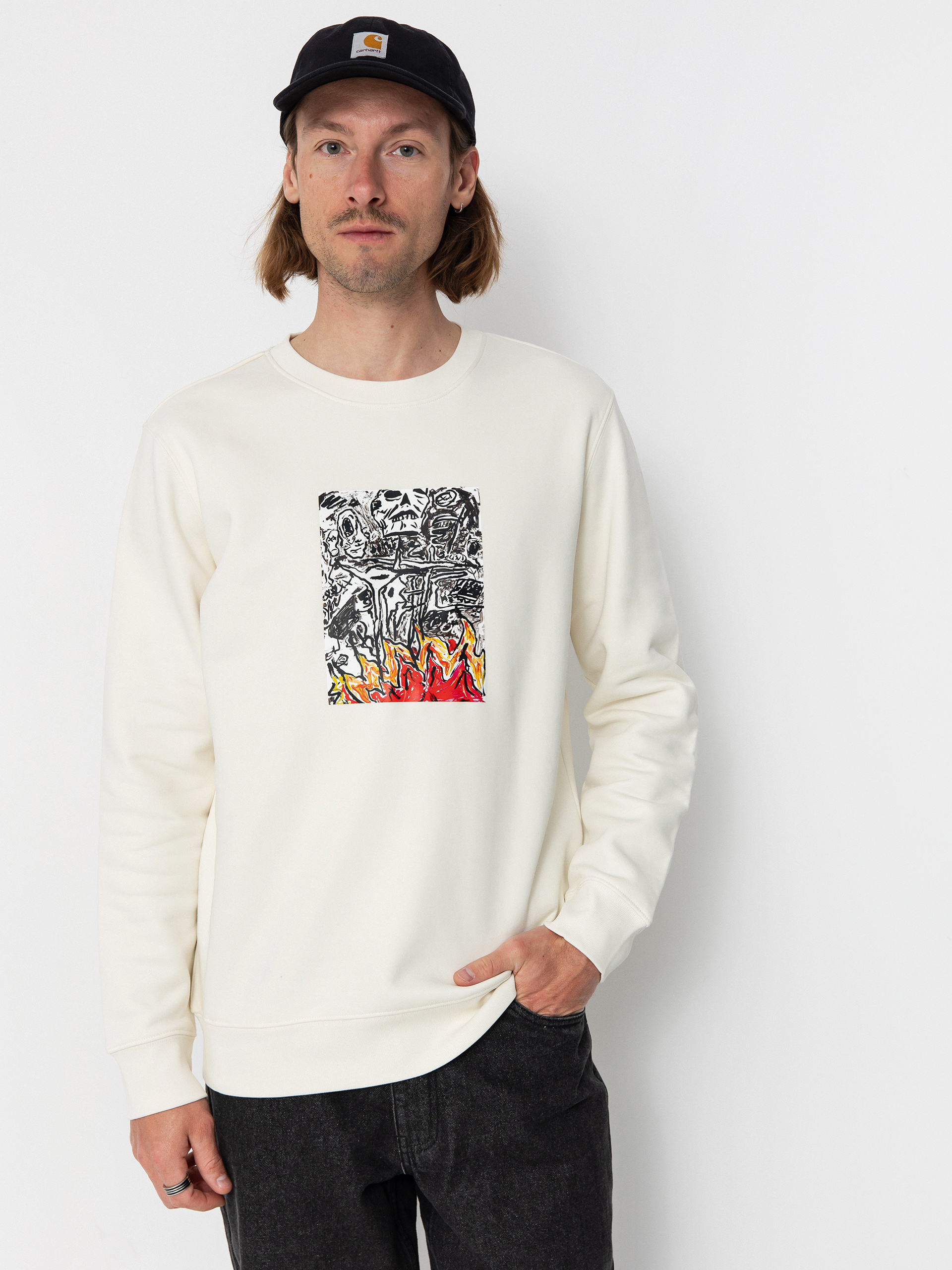 Mikina Poetic Collective Burning Skull (ivory)