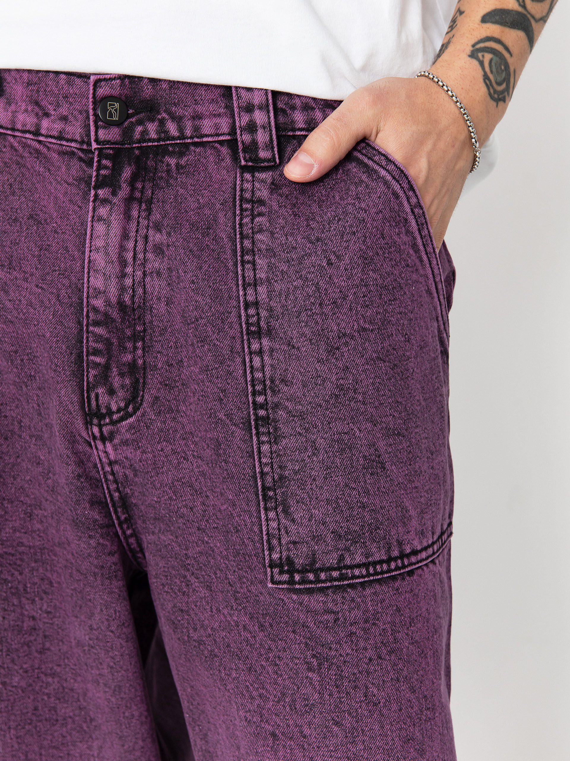 Nohavice Poetic Collective Painter (purple acid wash denim)