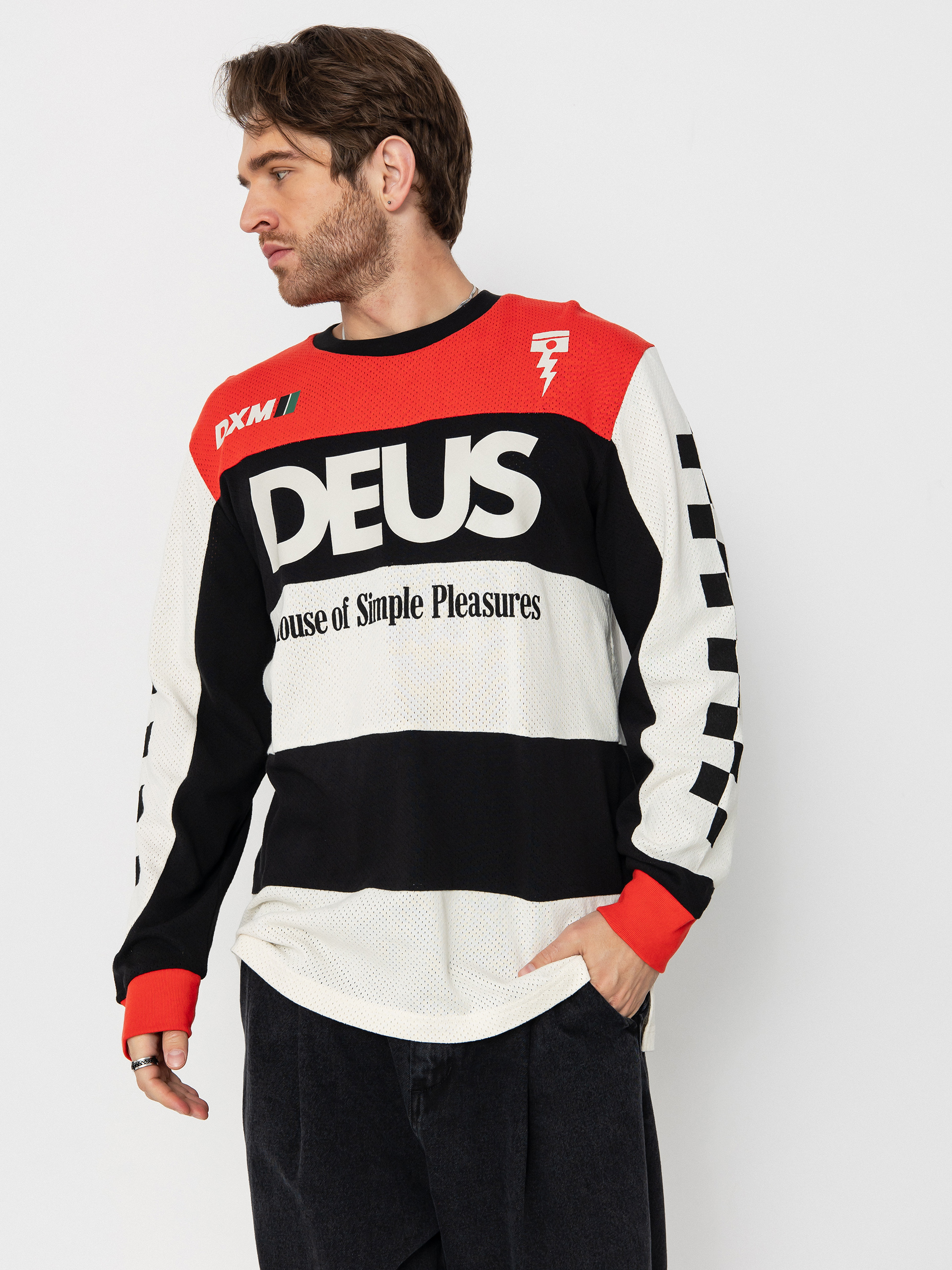 Tričko Deus Ex Machina Vilander Moto Jersey (valiant red combo)