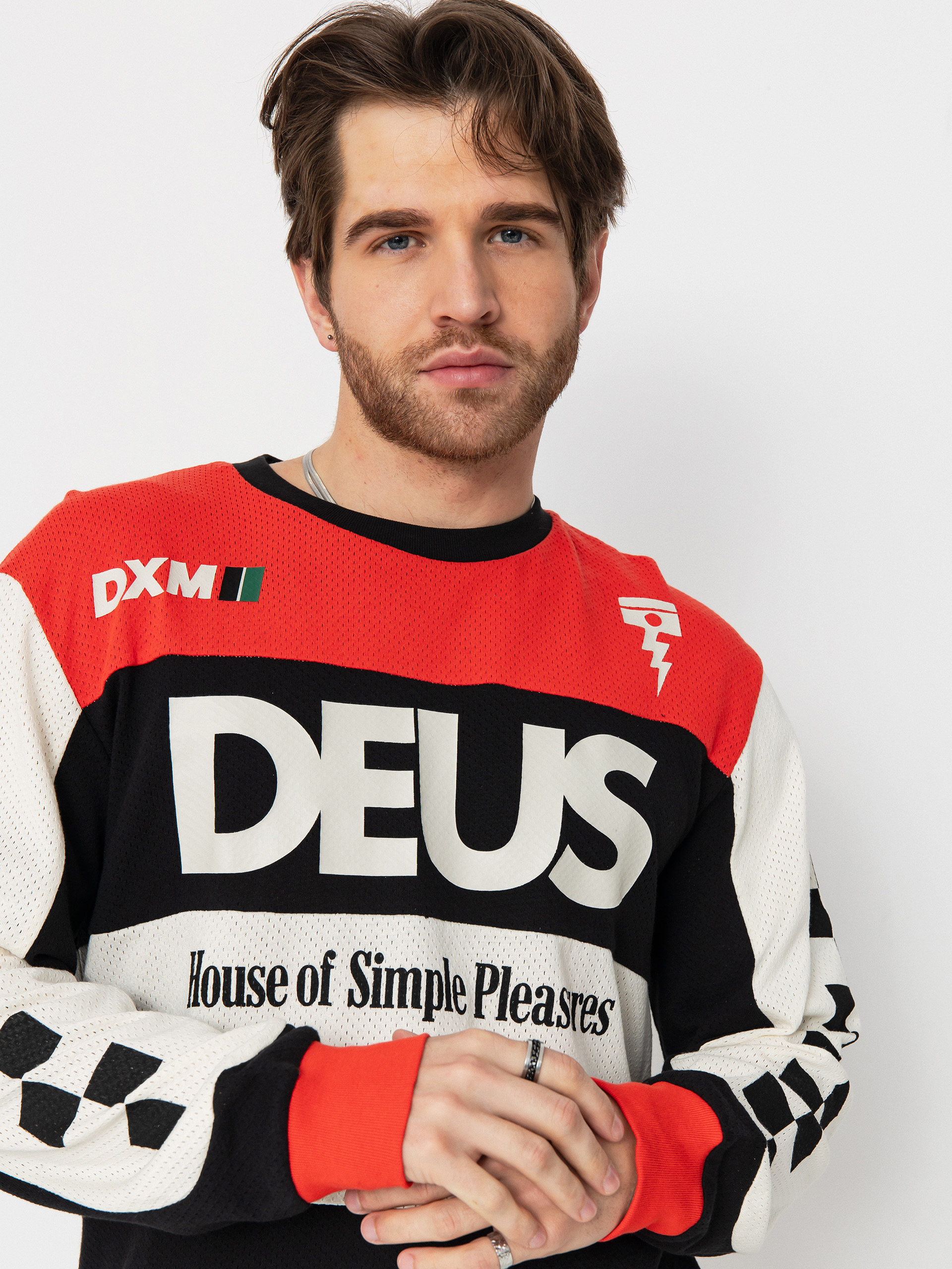 Tričko Deus Ex Machina Vilander Moto Jersey (valiant red combo)