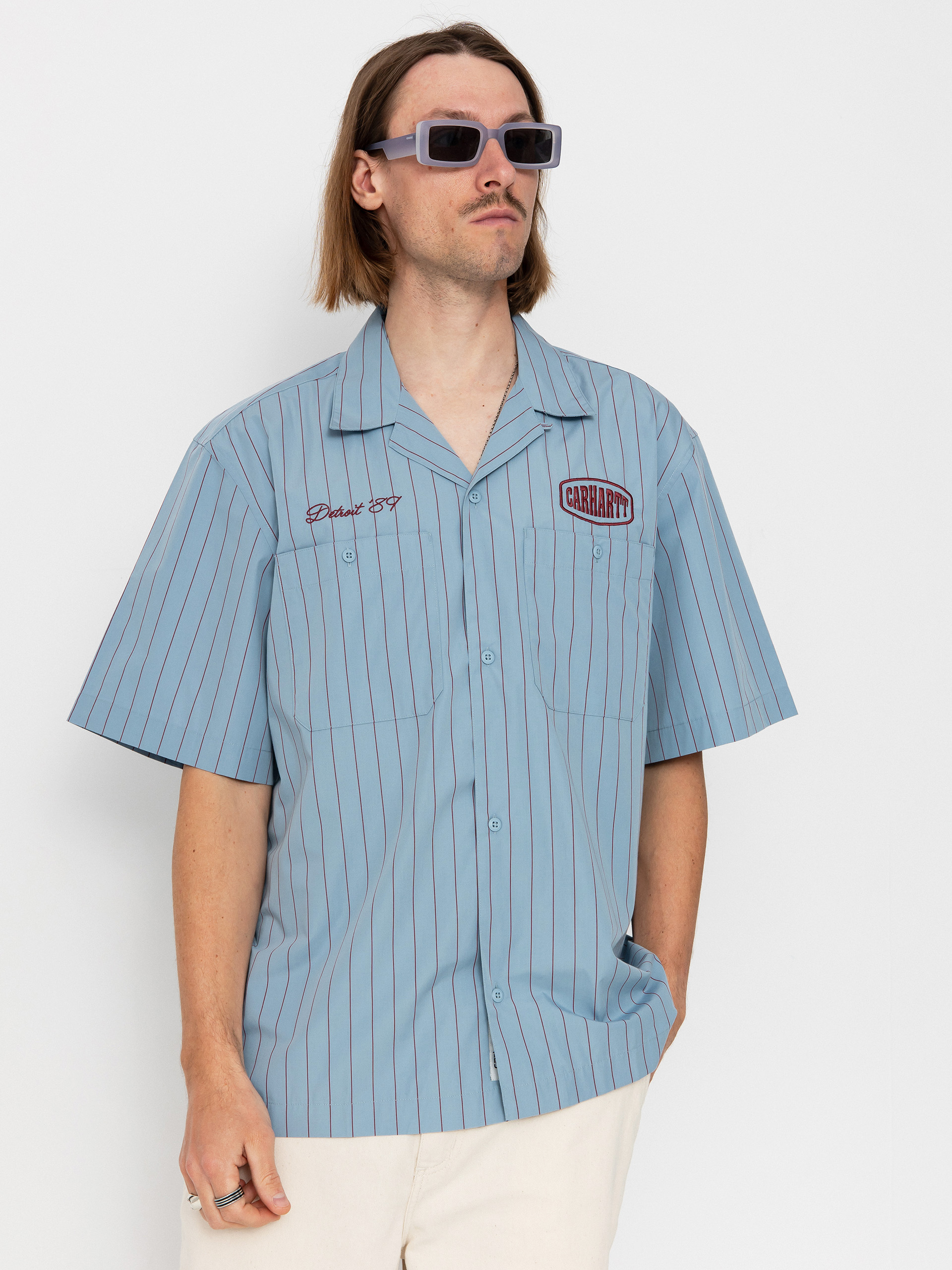 Košeľa Carhartt WIP Hendry (seaton stripe/frosted blue/mulberry)