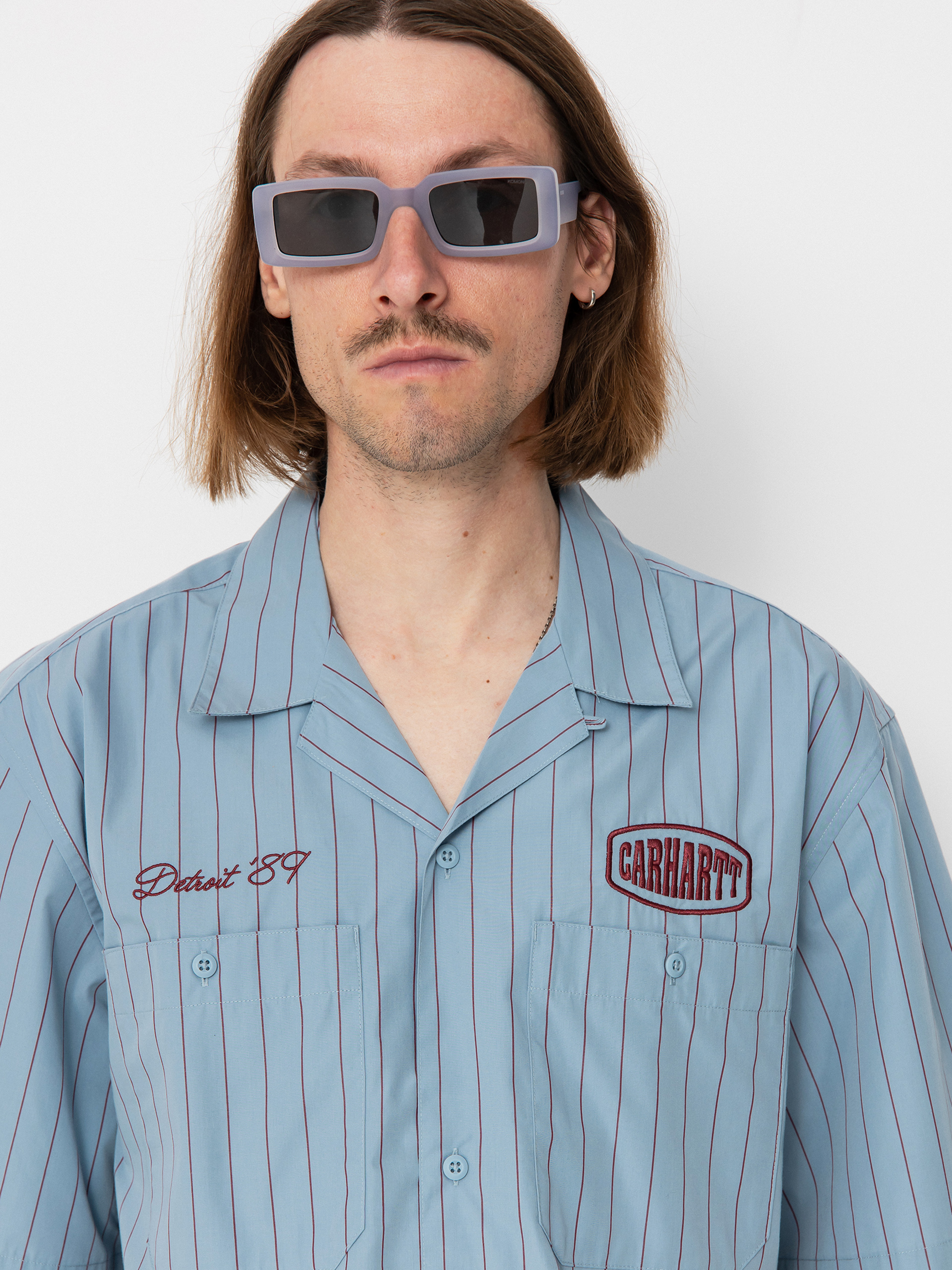 Košeľa Carhartt WIP Hendry (seaton stripe/frosted blue/mulberry)