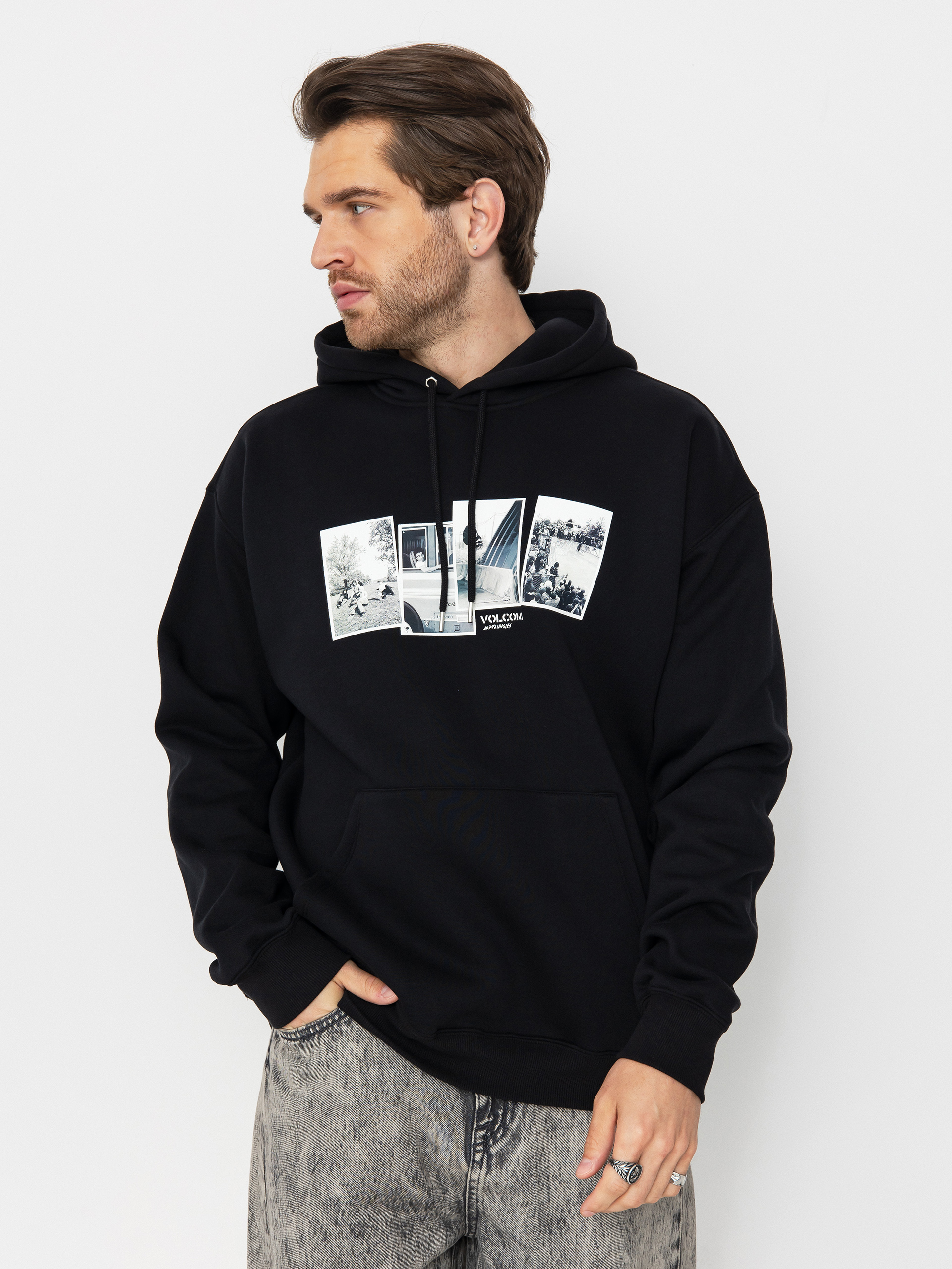 Mikina s kapucňou Volcom Pfanngles HD (black)