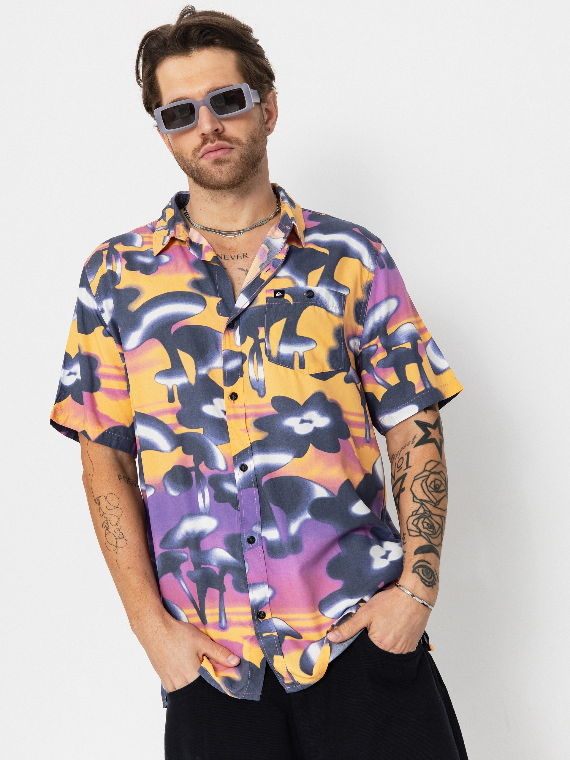 Košeľa Quiksilver Safe Paradise (vintage violet biophilia)
