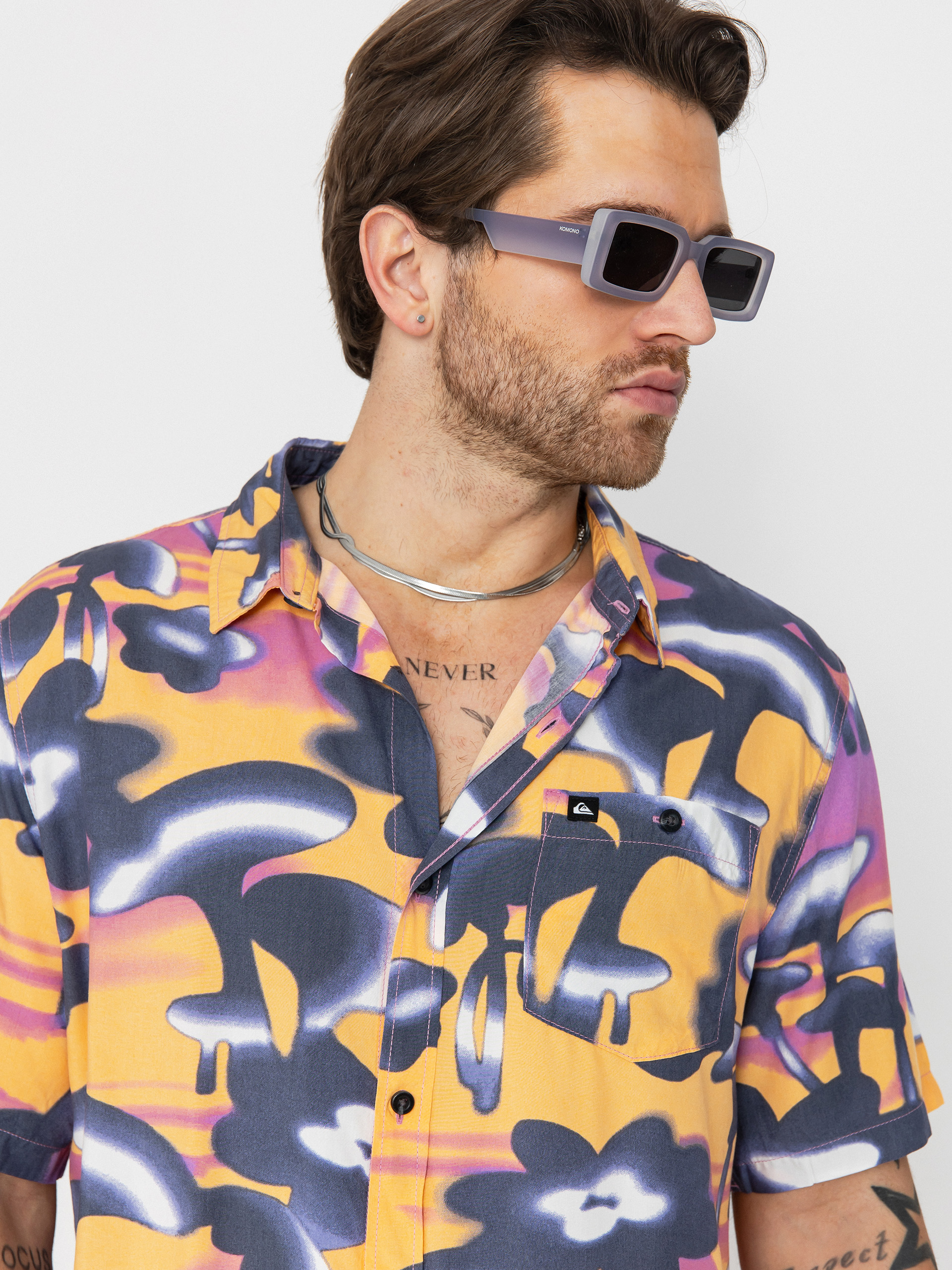 Košeľa Quiksilver Safe Paradise (vintage violet biophilia)