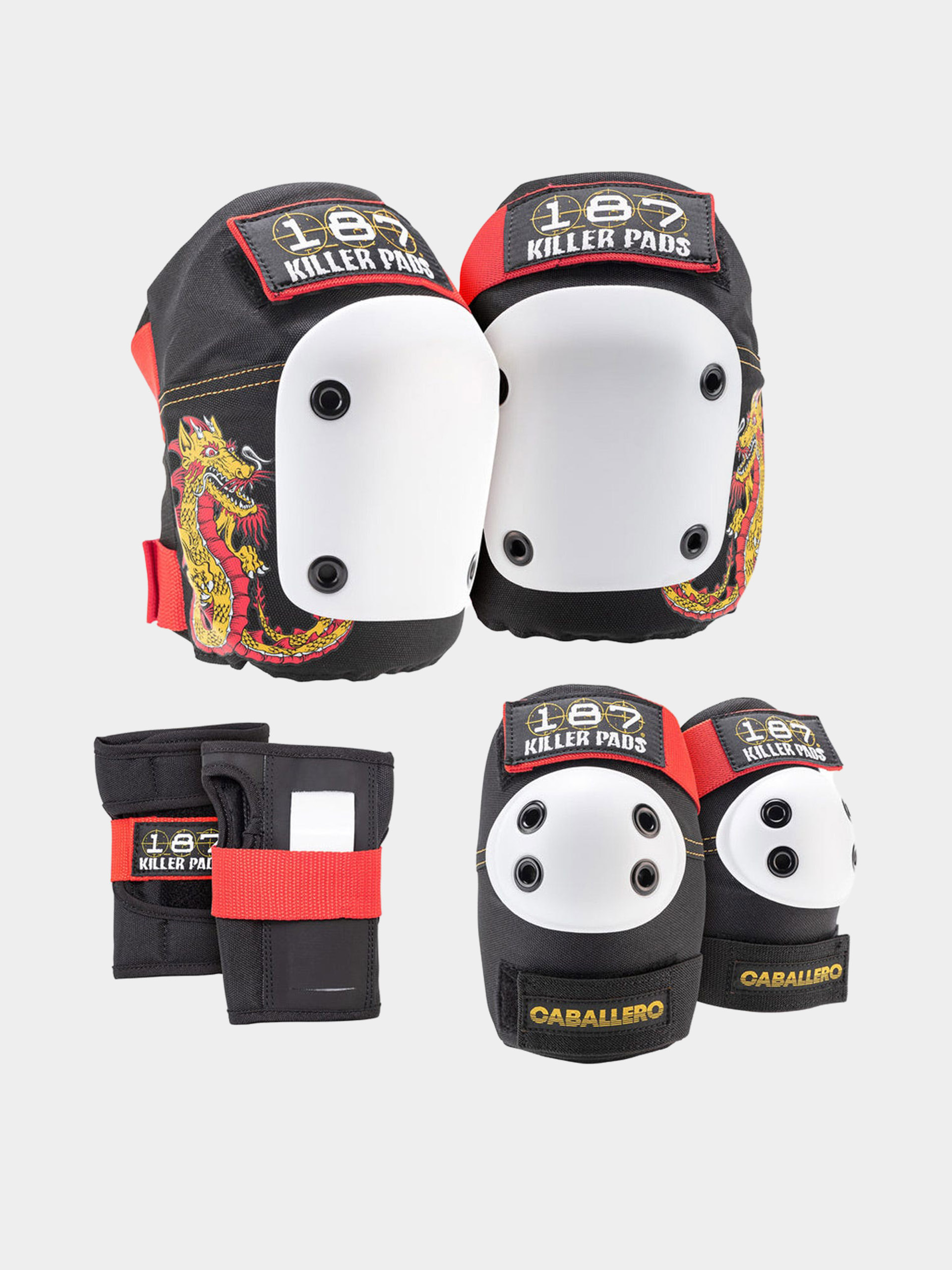 Chrániče 187 Killer Pads Adult Six Pack Set Caballero (black/red/gold)