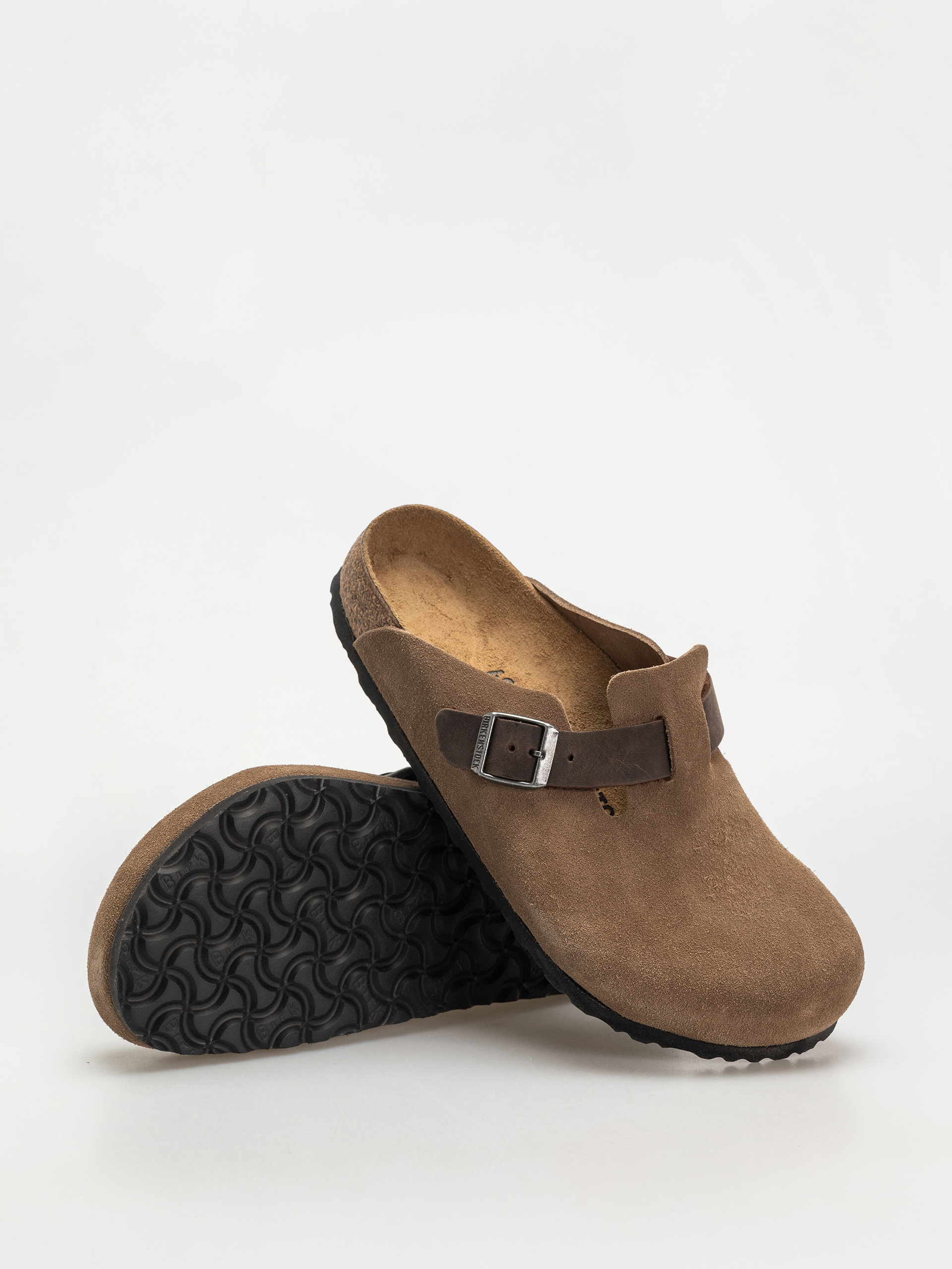 Šľapky Birkenstock Boston Suede & Oiled Leather Regular (dark tea)