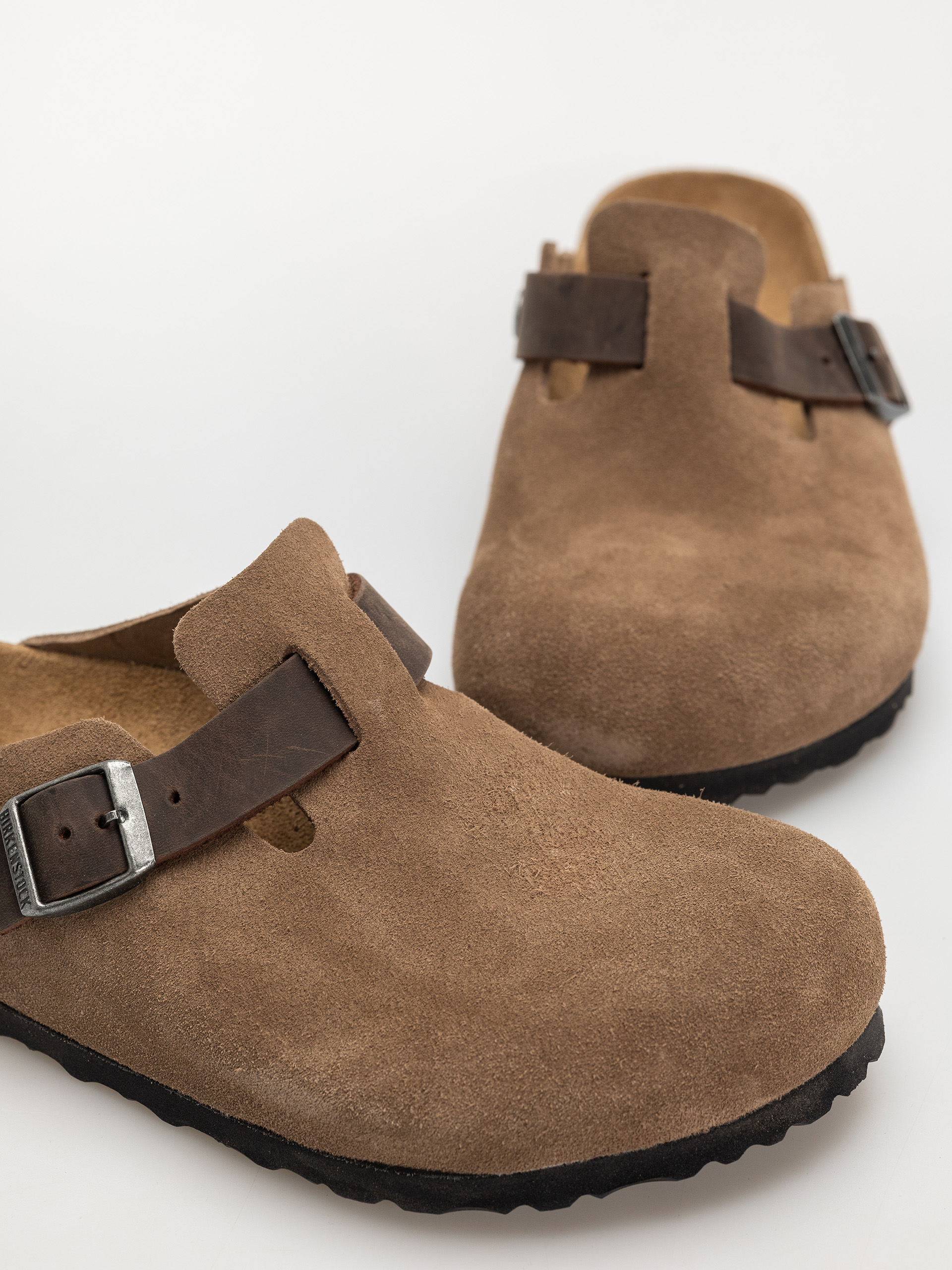 Šľapky Birkenstock Boston Suede & Oiled Leather Regular (dark tea)