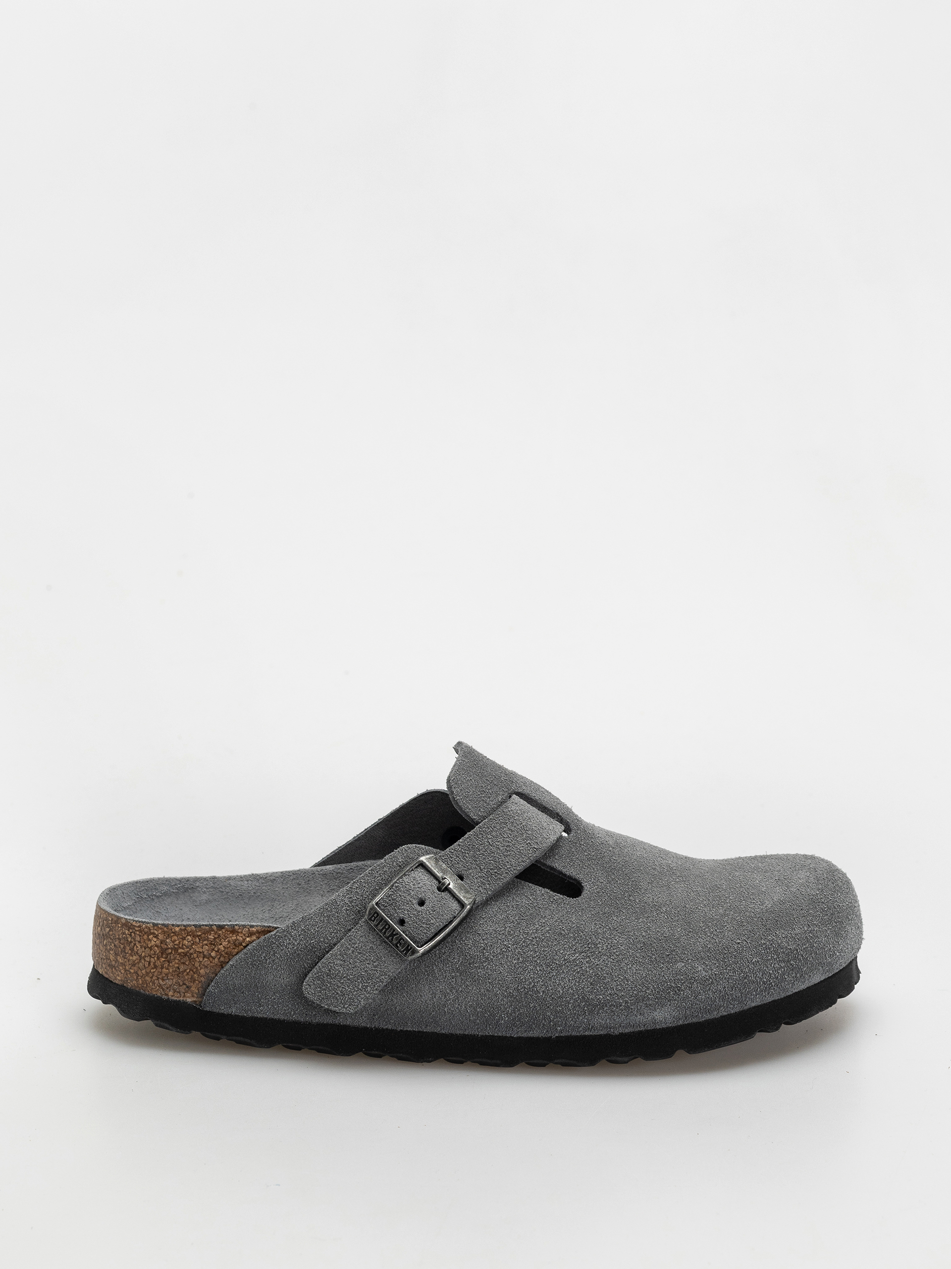 Šľapky Birkenstock Boston SFB Suede Leather Narrow Wmn (basalt gray)