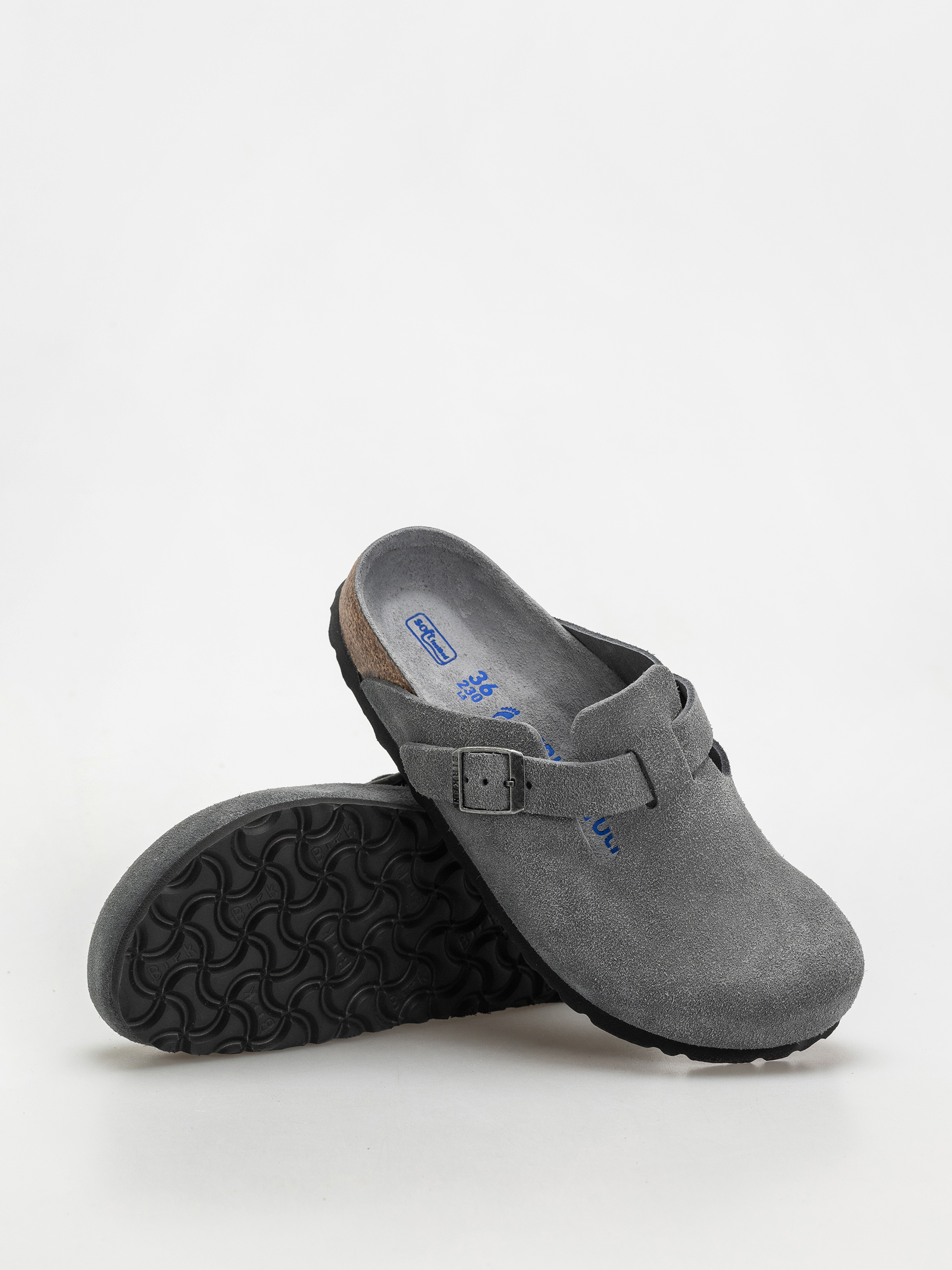 Šľapky Birkenstock Boston SFB Suede Leather Narrow Wmn (basalt gray)