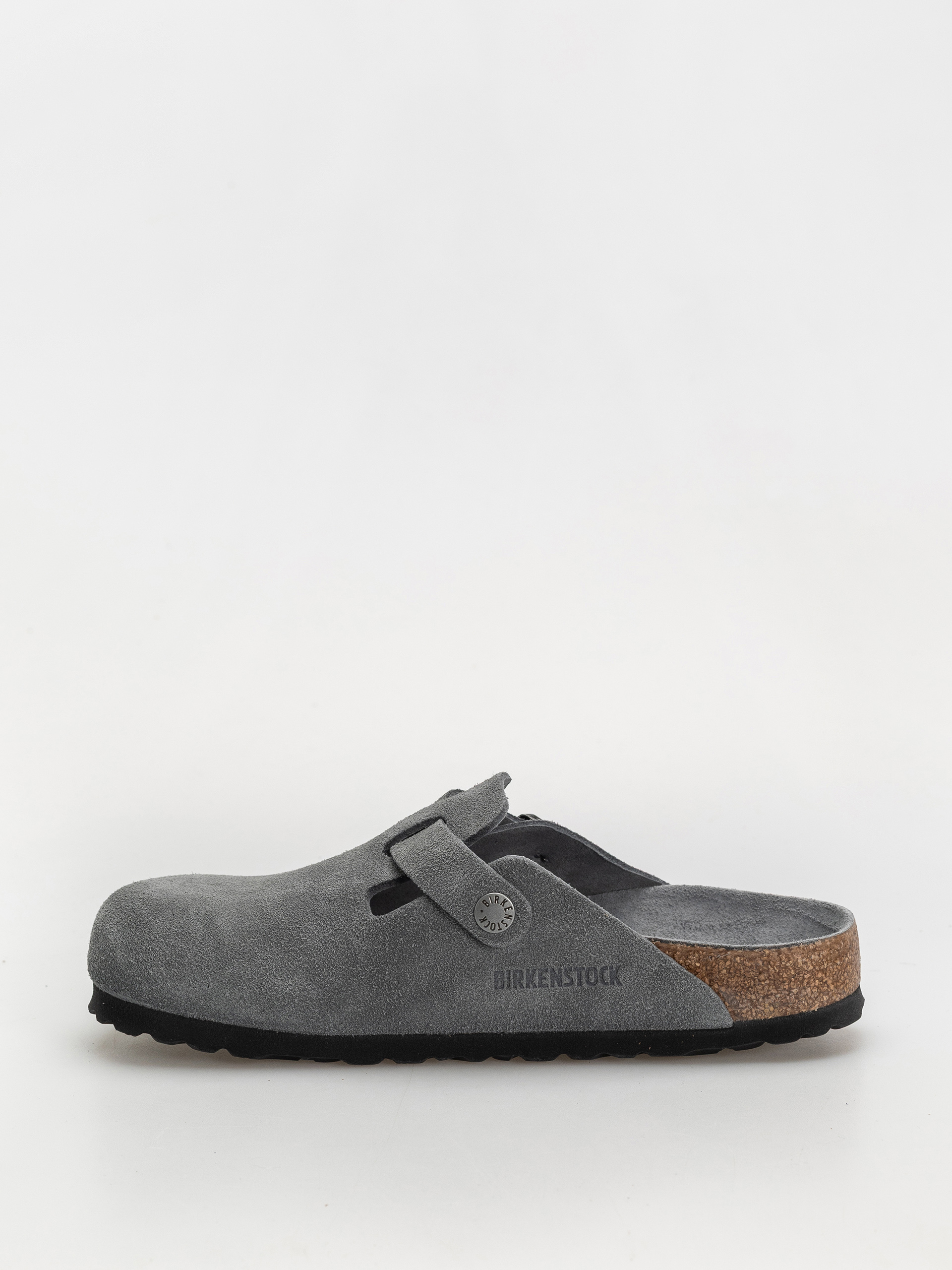 Šľapky Birkenstock Boston SFB Suede Leather Narrow Wmn (basalt gray)