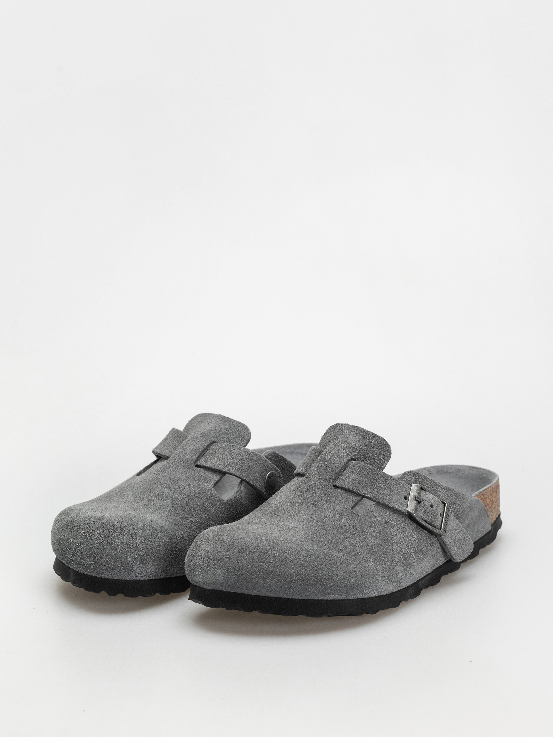 Šľapky Birkenstock Boston SFB Suede Leather Narrow Wmn (basalt gray)