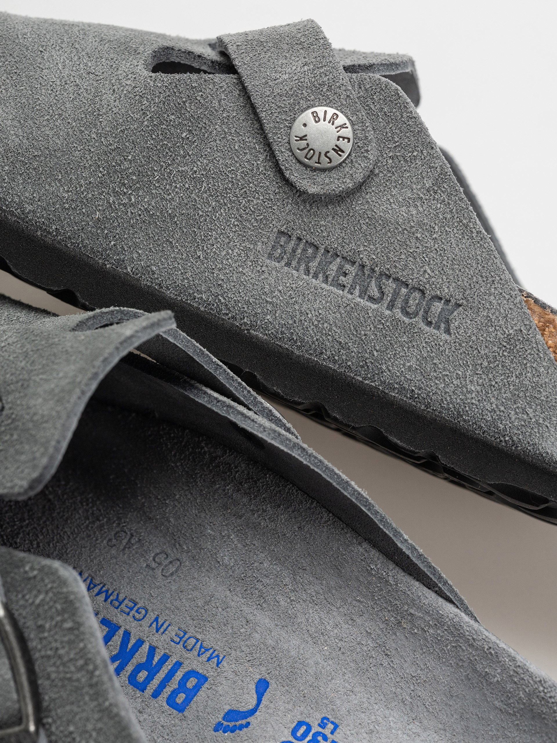 Šľapky Birkenstock Boston SFB Suede Leather Narrow Wmn (basalt gray)