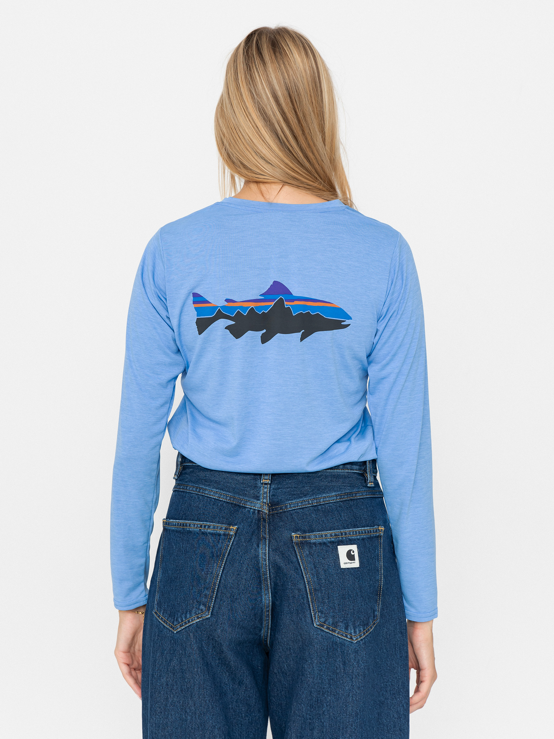 Triko Patagonia Cap Cool Daily Graphic Wmn (fitz roy trout/abundant blue x-dye)