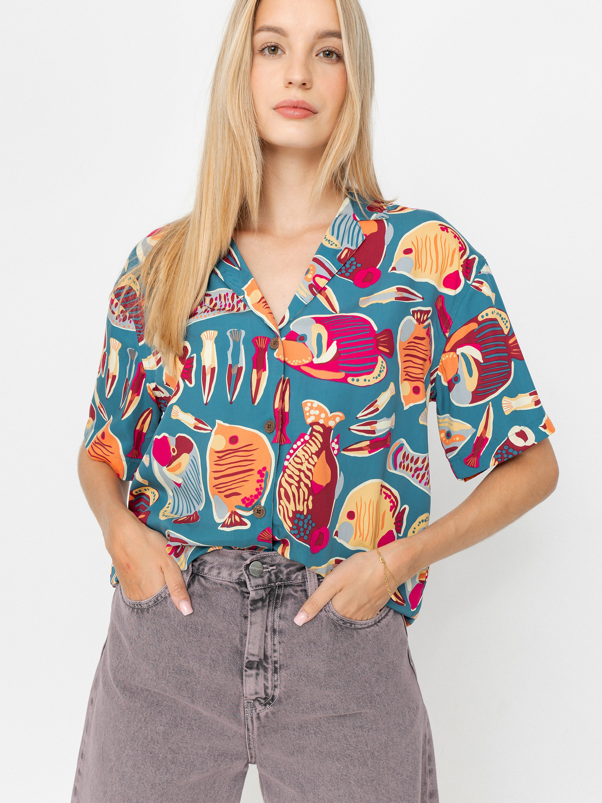 Košeľa Patagonia Tidal Threads Wmn (wrasse/wetland blue)