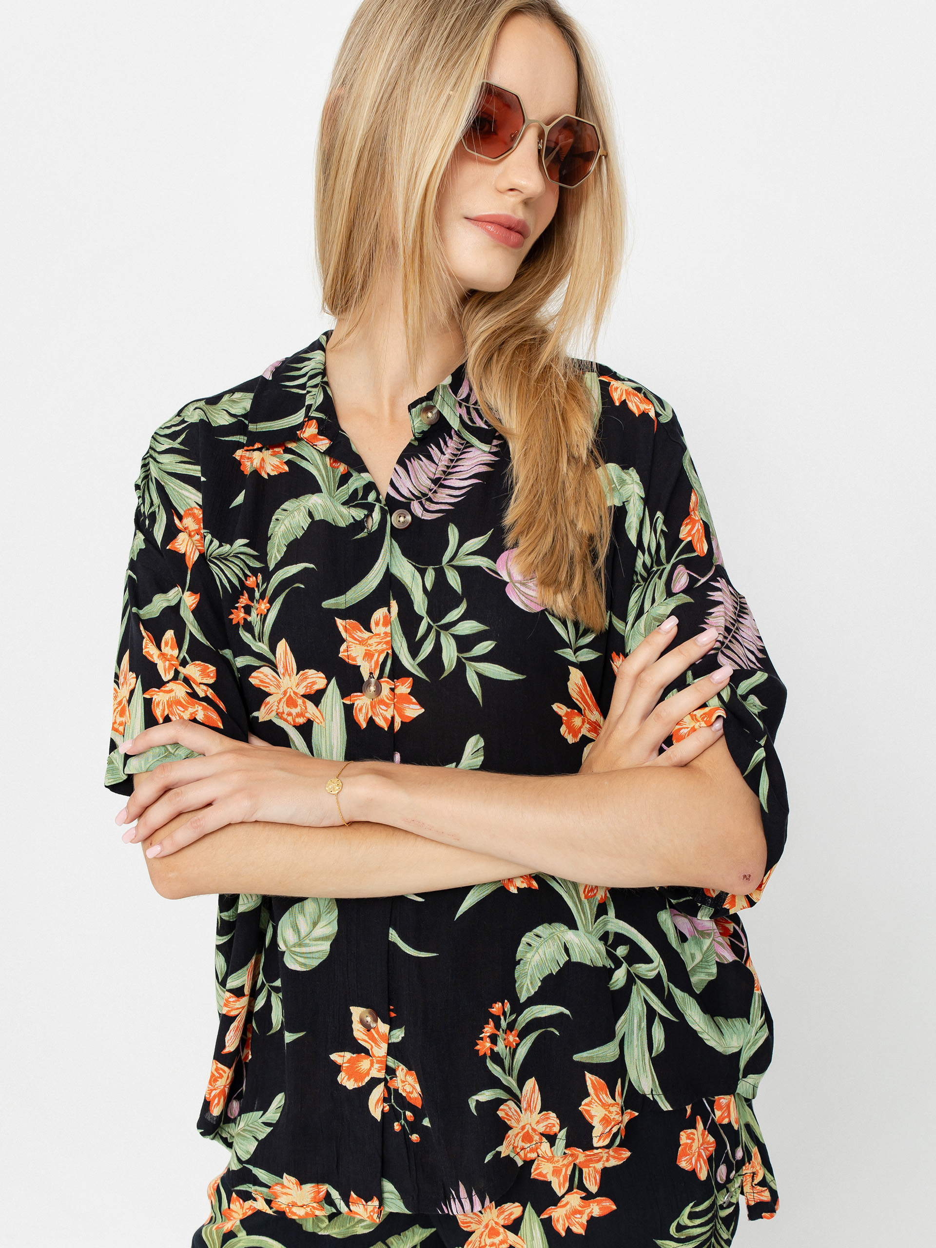 Košeľa Roxy Beach Nostalgia Crinkle Wmn (anthracite island escape)