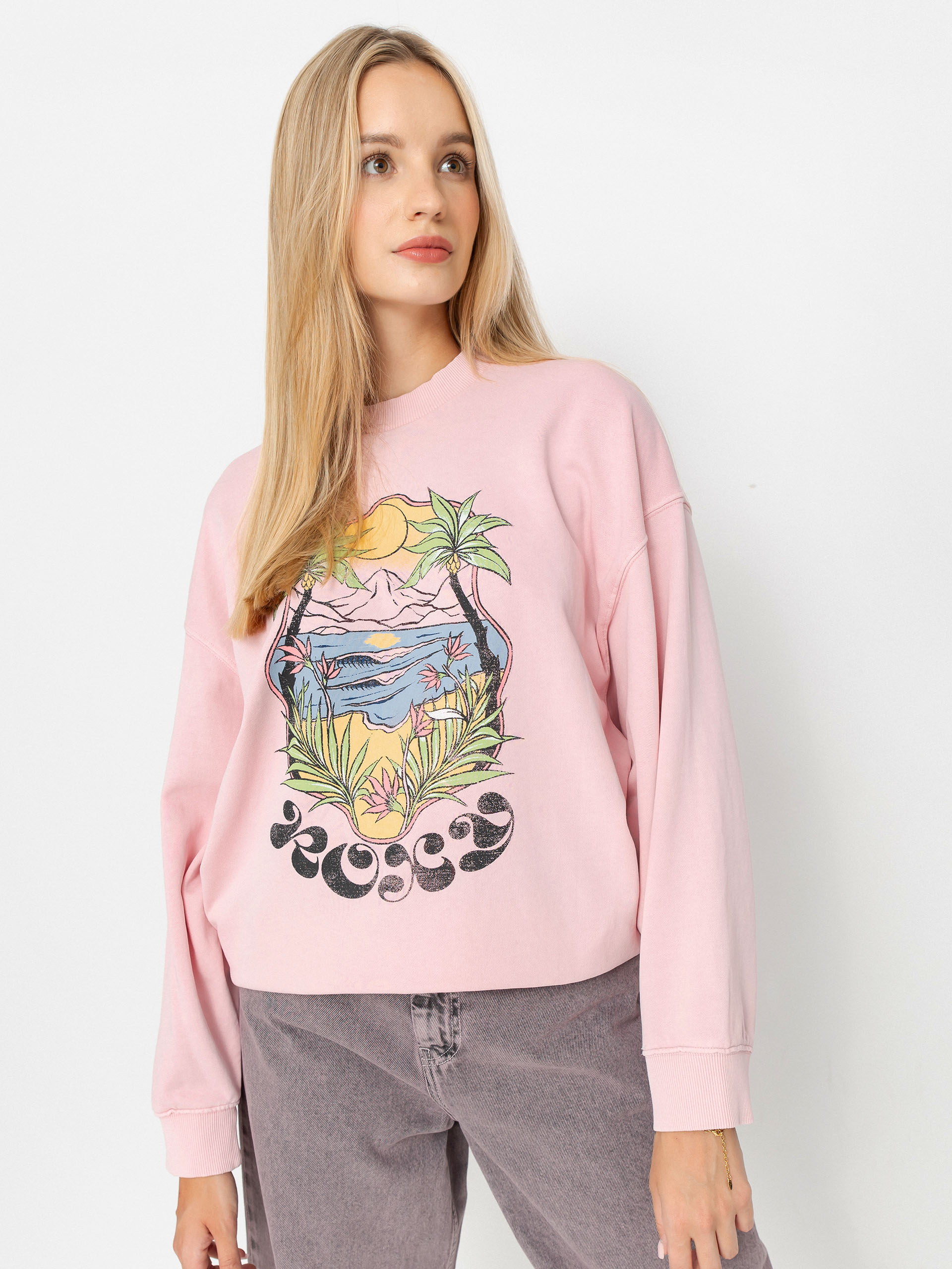 Mikina Roxy Lineup Terry Wmn (bleached mauve)