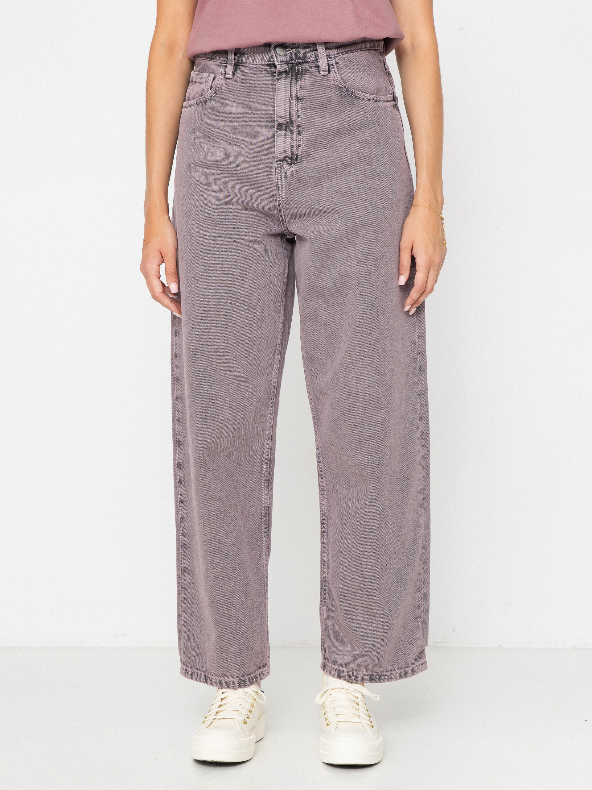 Nohavice Carhartt WIP Brandon Wmn (black/hortensia/garment dyed)