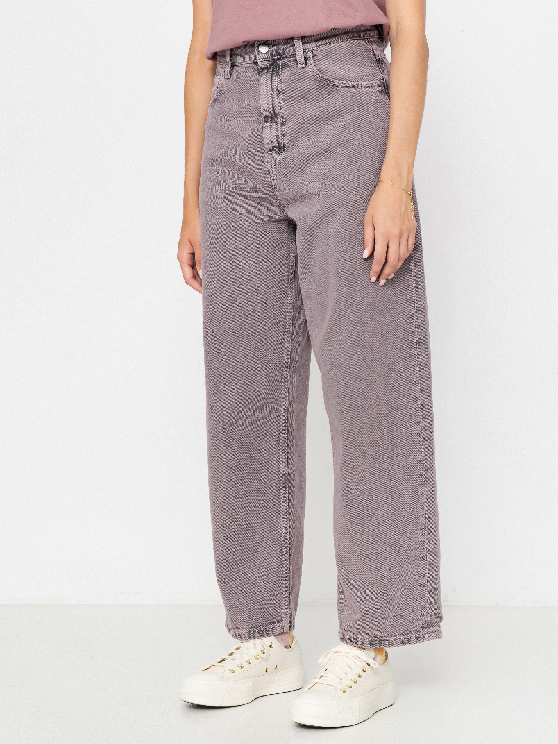 Nohavice Carhartt WIP Brandon Wmn (black/hortensia/garment dyed)