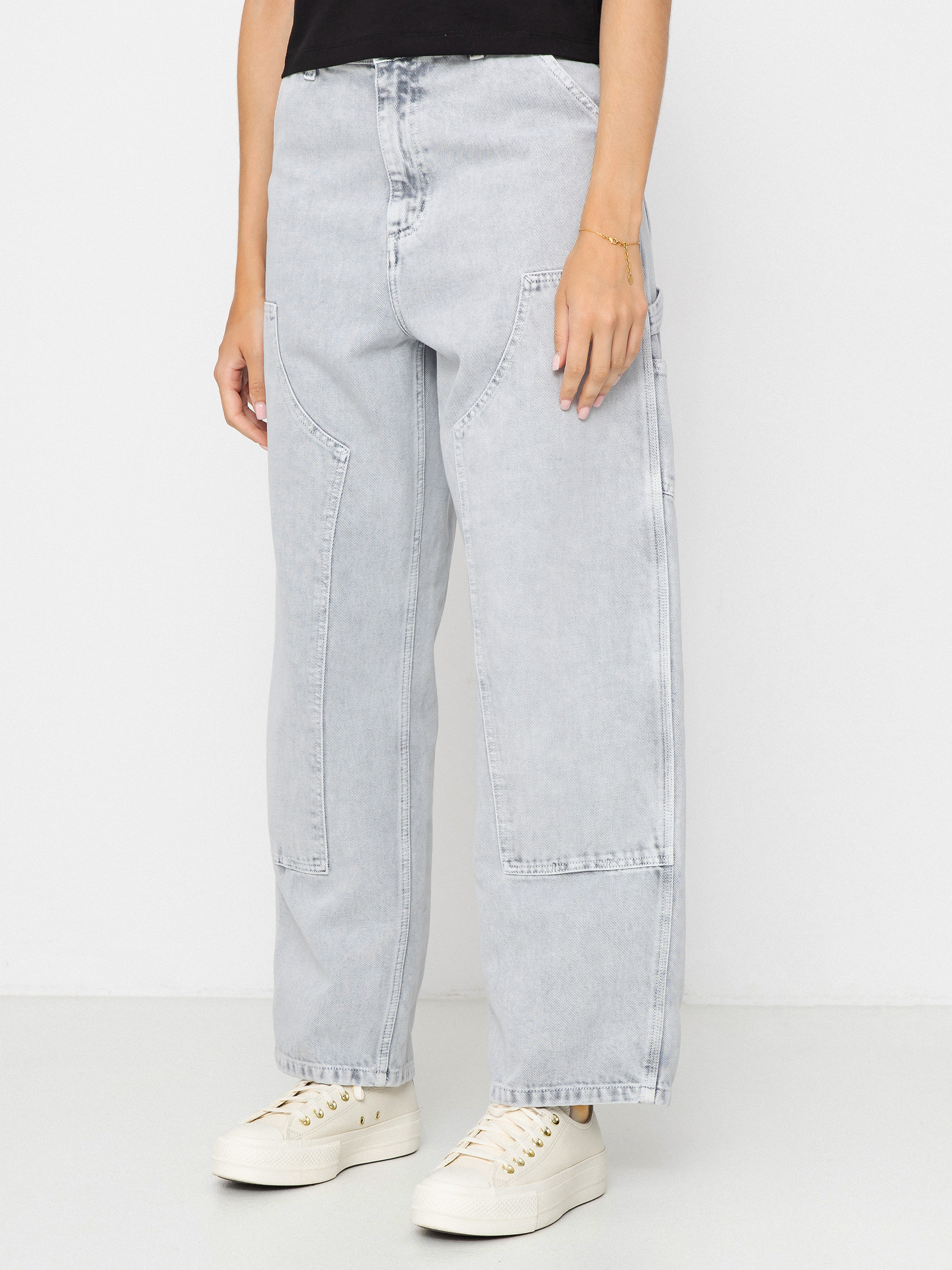 Nohavice Carhartt WIP Brandon Double Knee Wmn (black/chalk wash)