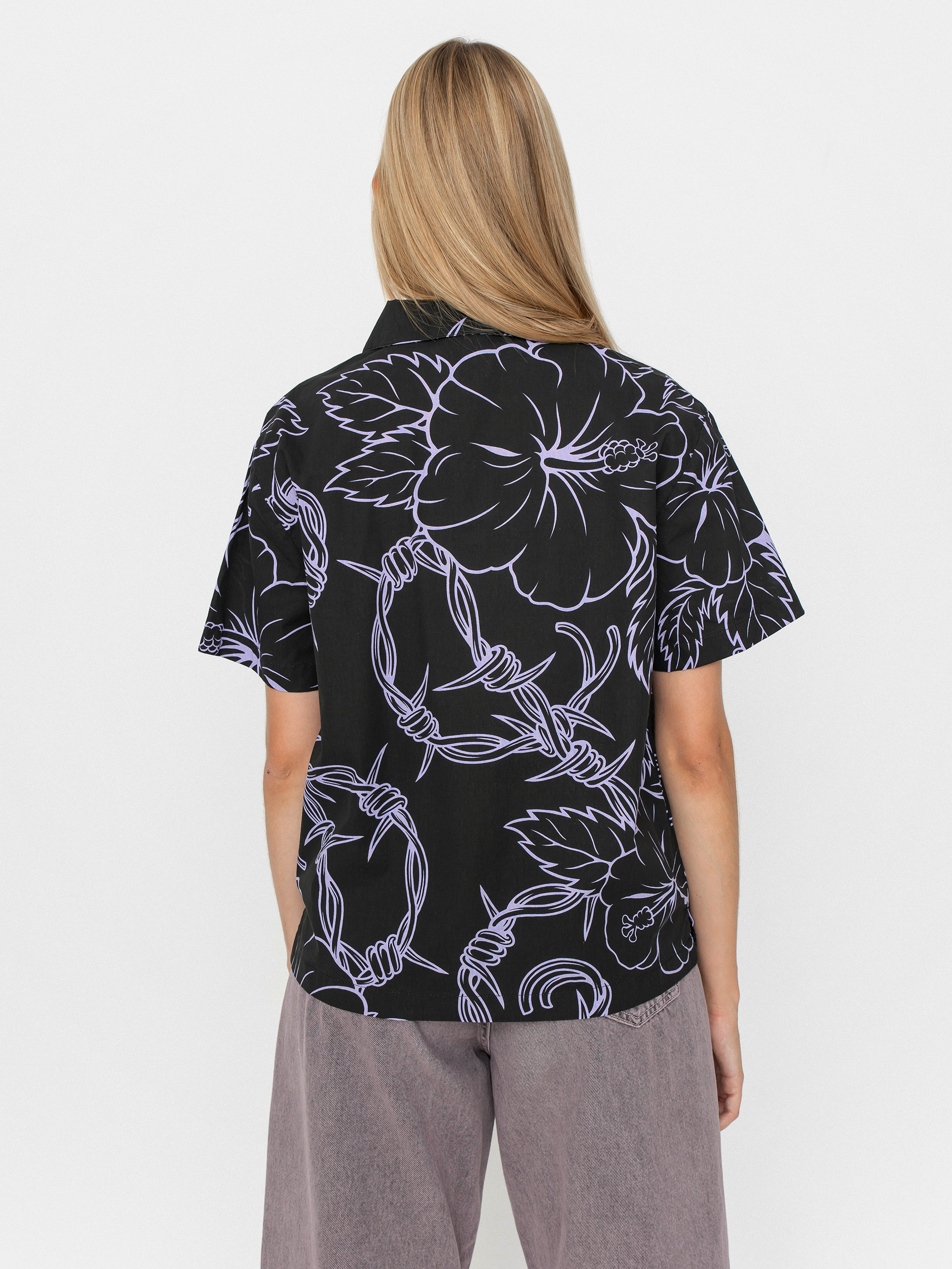 Košeľa Santa Cruz Mono Cabana Shirt Wmn (black/lavender)