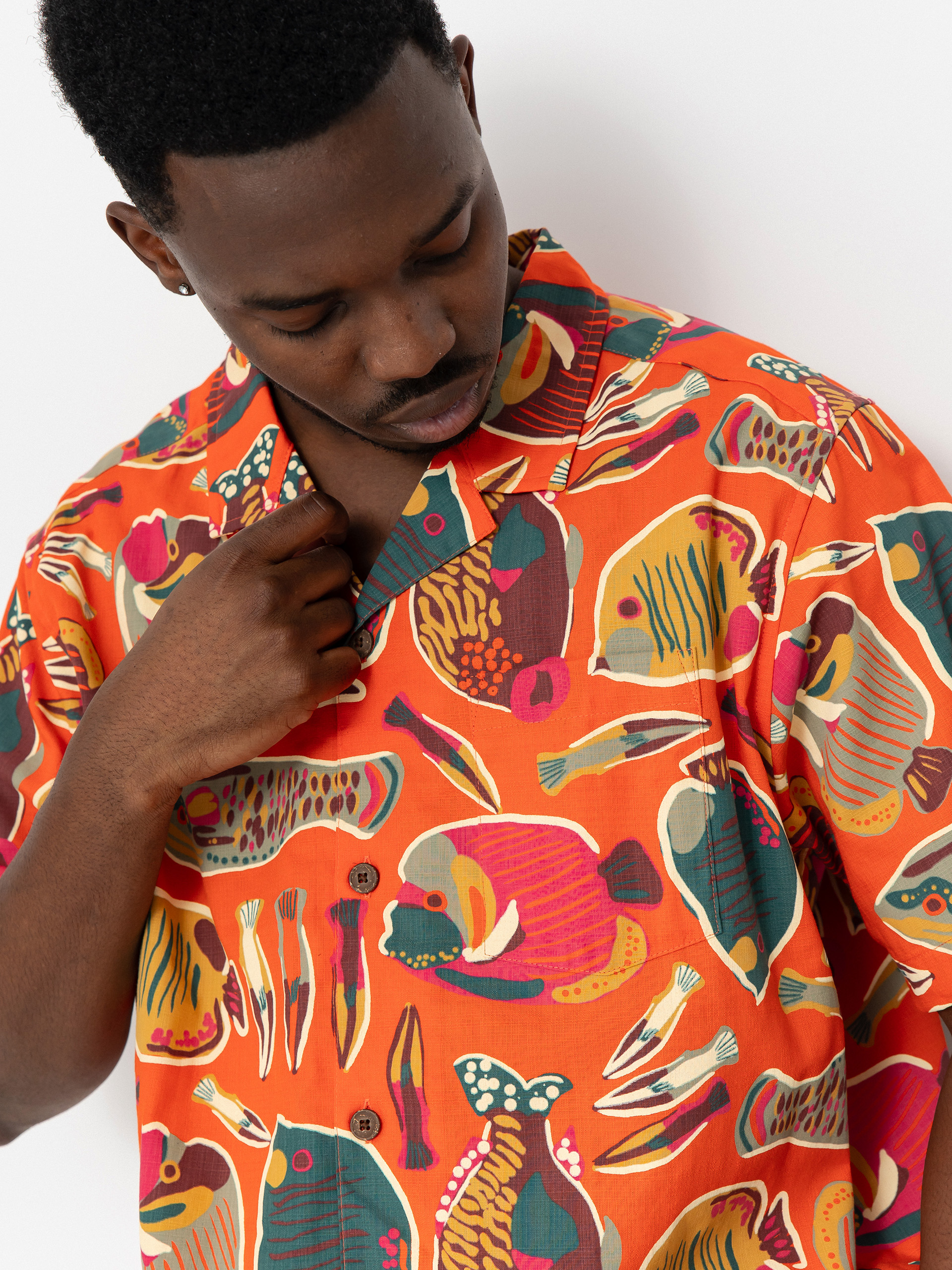 Košeľa Patagonia Tidal Threads Camp (wrasse/pollinator orange)