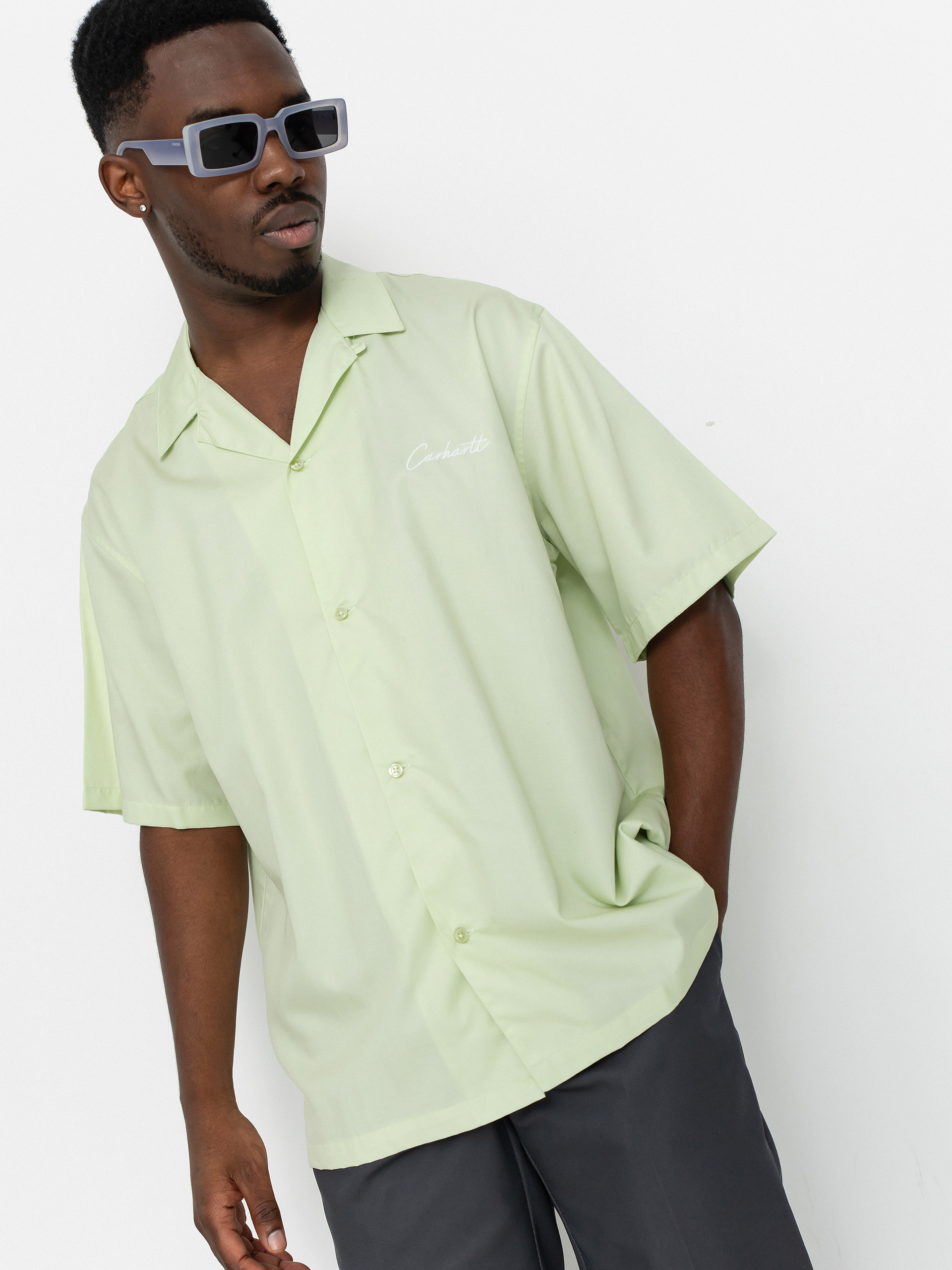 Košeľa Carhartt WIP Delray (air green/white)