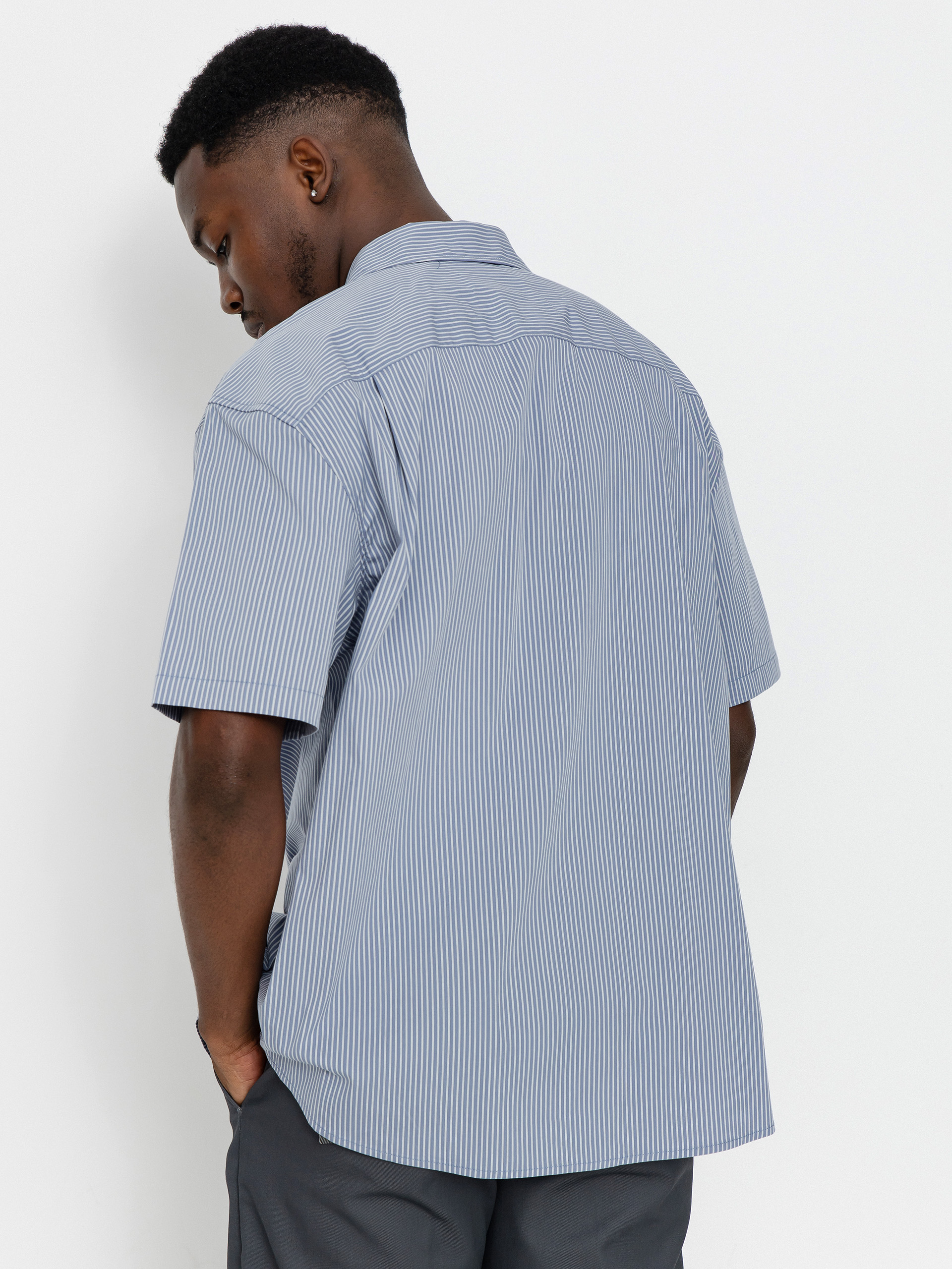 Košeľa Brixton Builders Auto (twilight blue/white stripe)