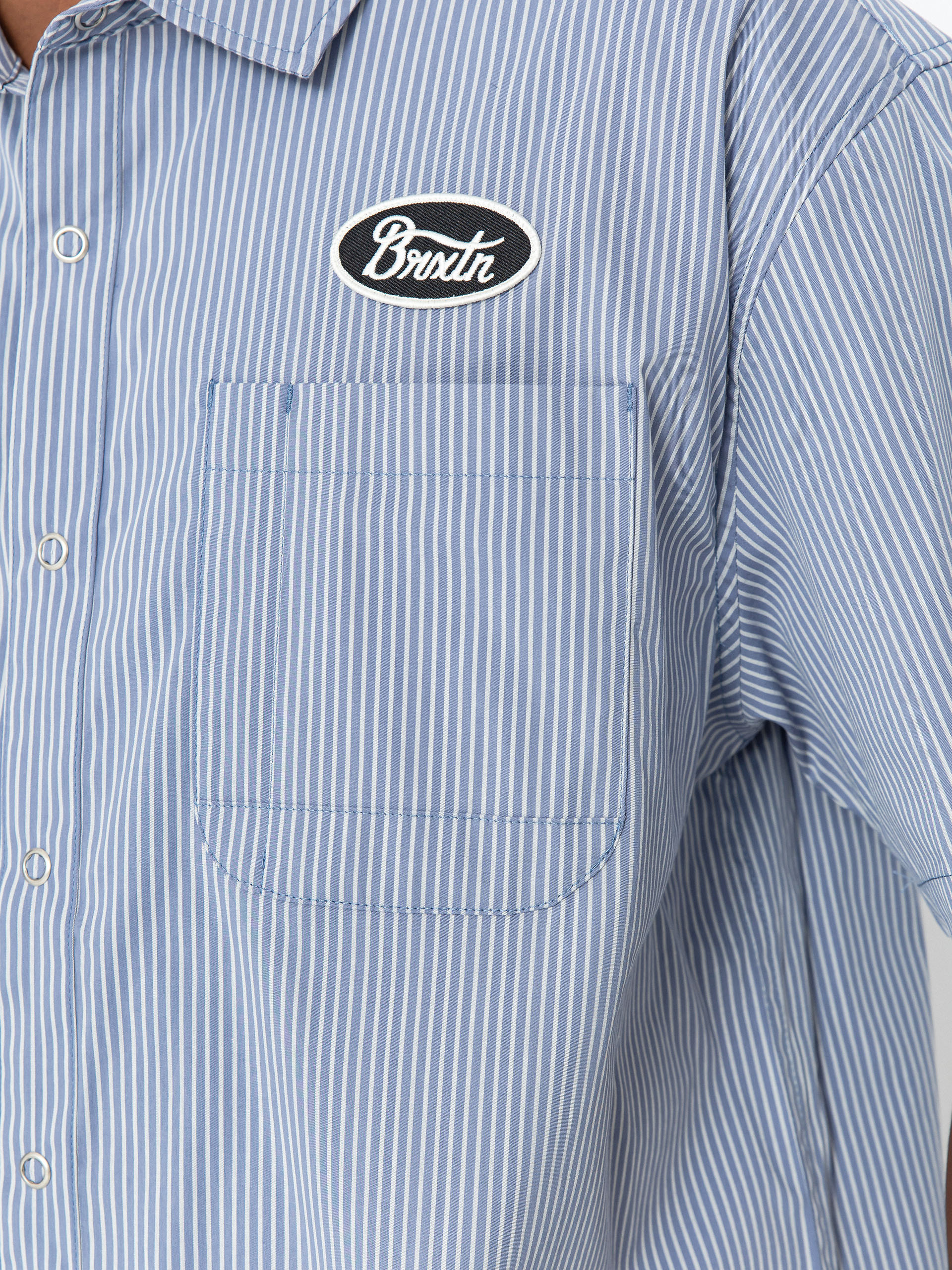 Košeľa Brixton Builders Auto (twilight blue/white stripe)