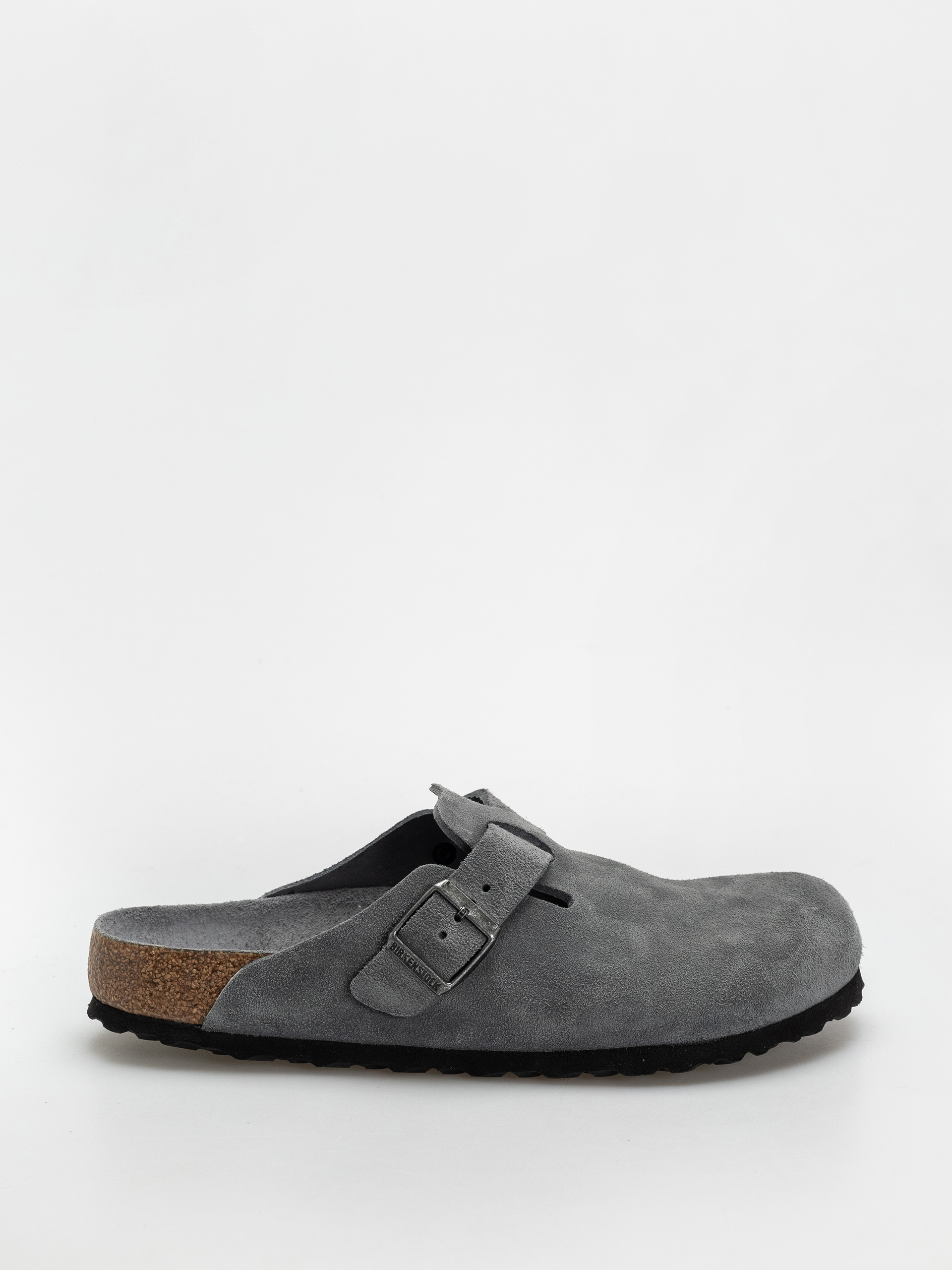 Šľapky Birkenstock Boston SFB Suede Leather Regular (basalt gray)