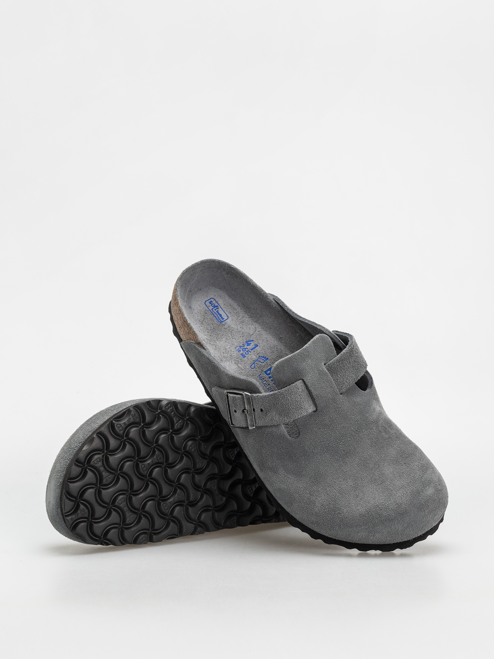 Šľapky Birkenstock Boston SFB Suede Leather Regular (basalt gray)