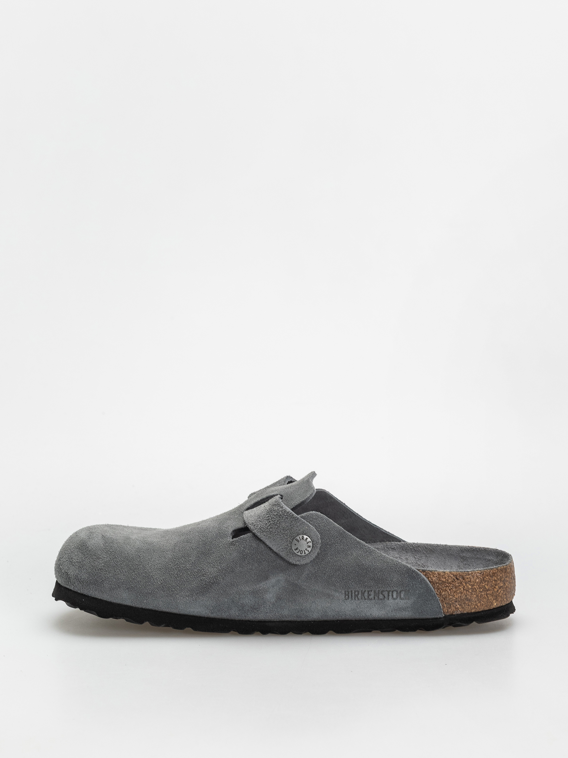 Šľapky Birkenstock Boston SFB Suede Leather Regular (basalt gray)
