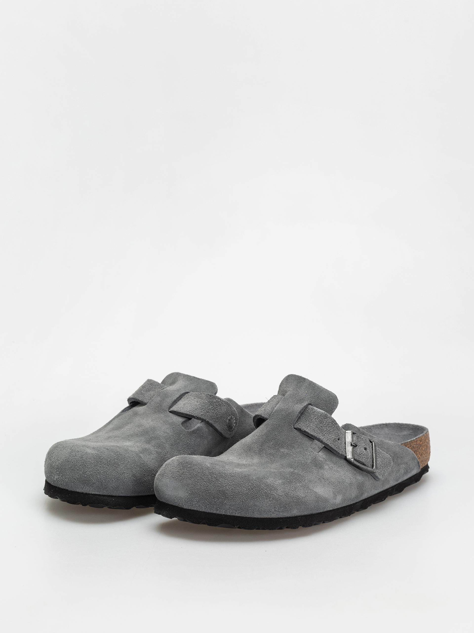 Šľapky Birkenstock Boston SFB Suede Leather Regular (basalt gray)