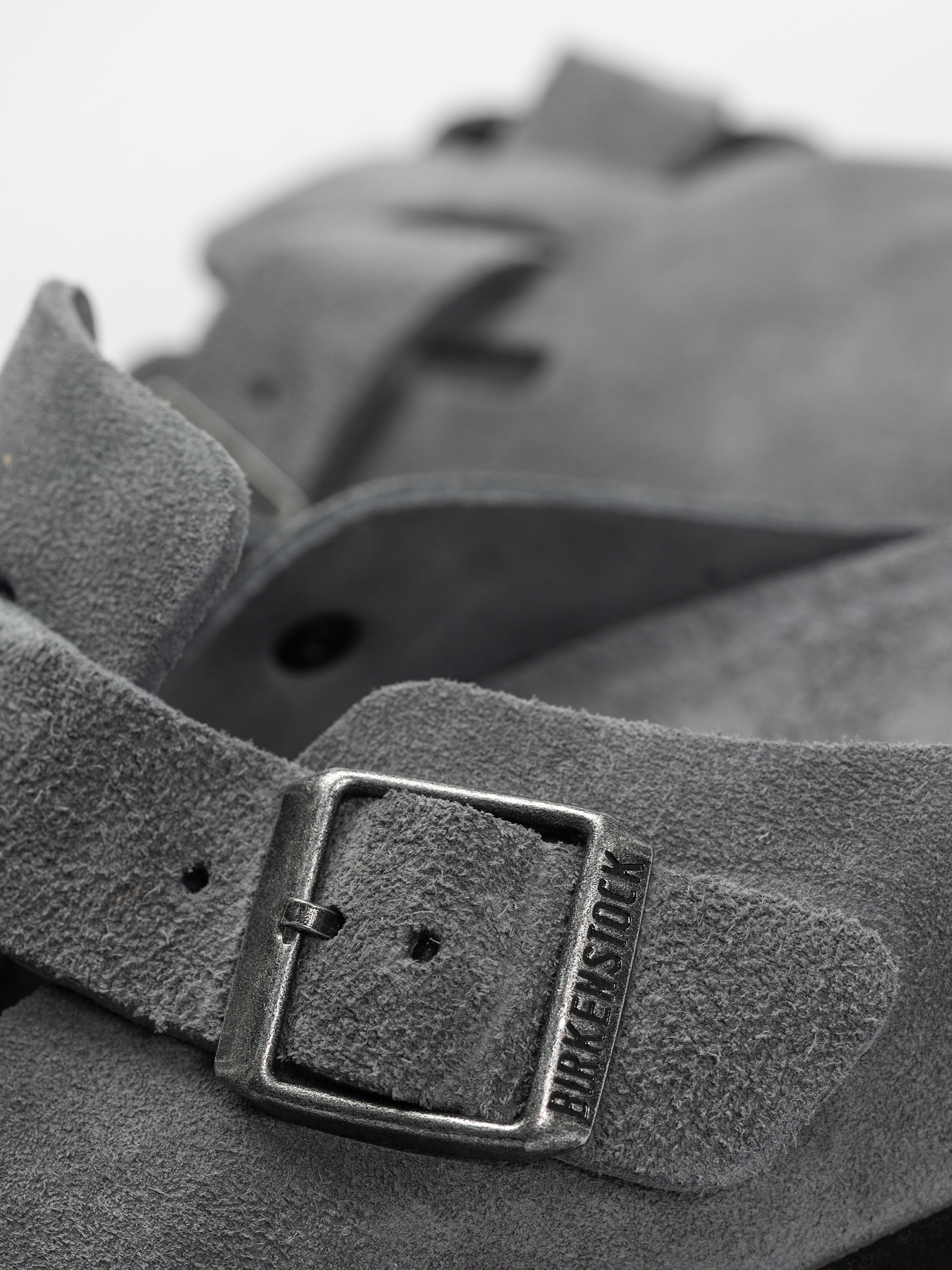 Šľapky Birkenstock Boston SFB Suede Leather Regular (basalt gray)