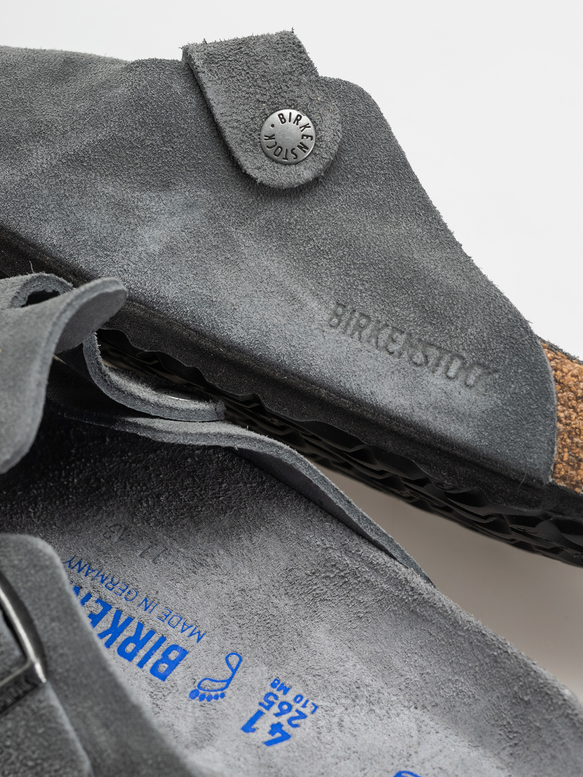 Šľapky Birkenstock Boston SFB Suede Leather Regular (basalt gray)