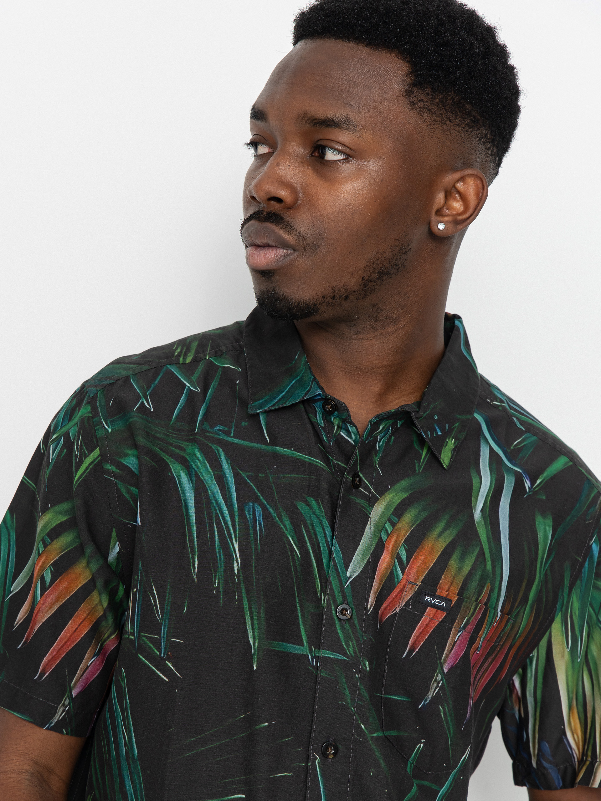 Košeľa RVCA Hawaii Palms (black)